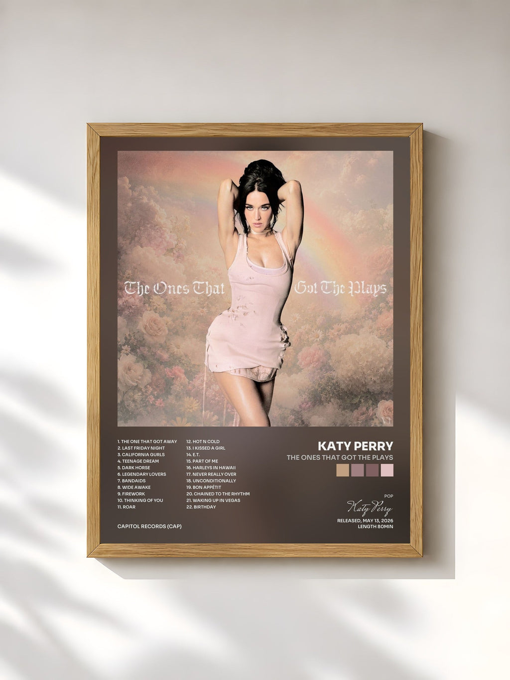 #bois Tableau de l'album The Ones That Got The Plays de Katy Perry, cadre en bois brut, imprimé et encadré en France