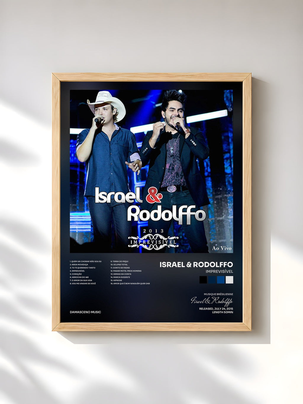 #bois Tableau de l'album Imprevisível de Israel & Rodolffo, cadre en bois brut, imprimé et encadré en France
