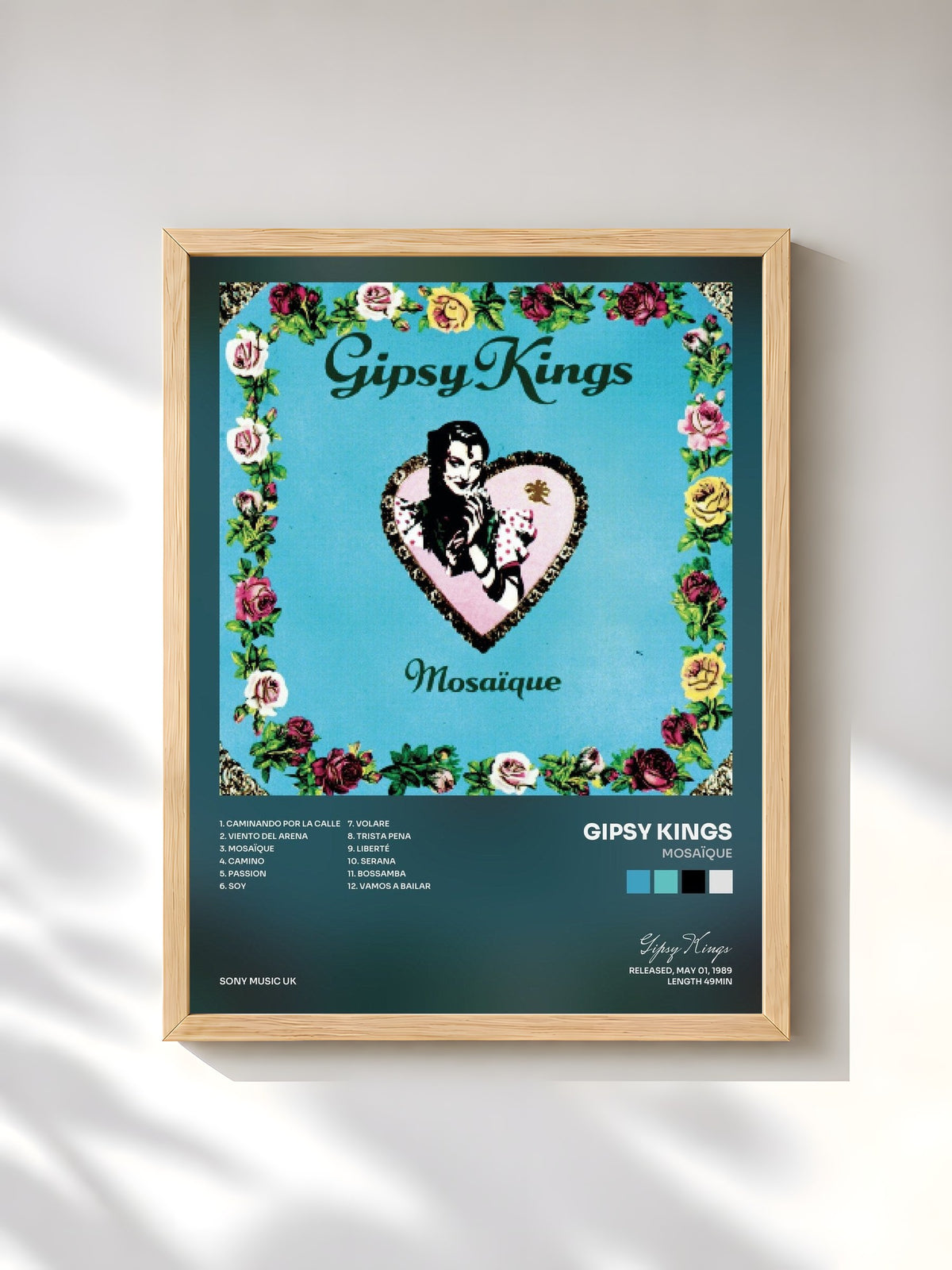 #bois Tableau de l'album Mosaïque de Gipsy Kings, cadre en bois brut, imprimé et encadré en France