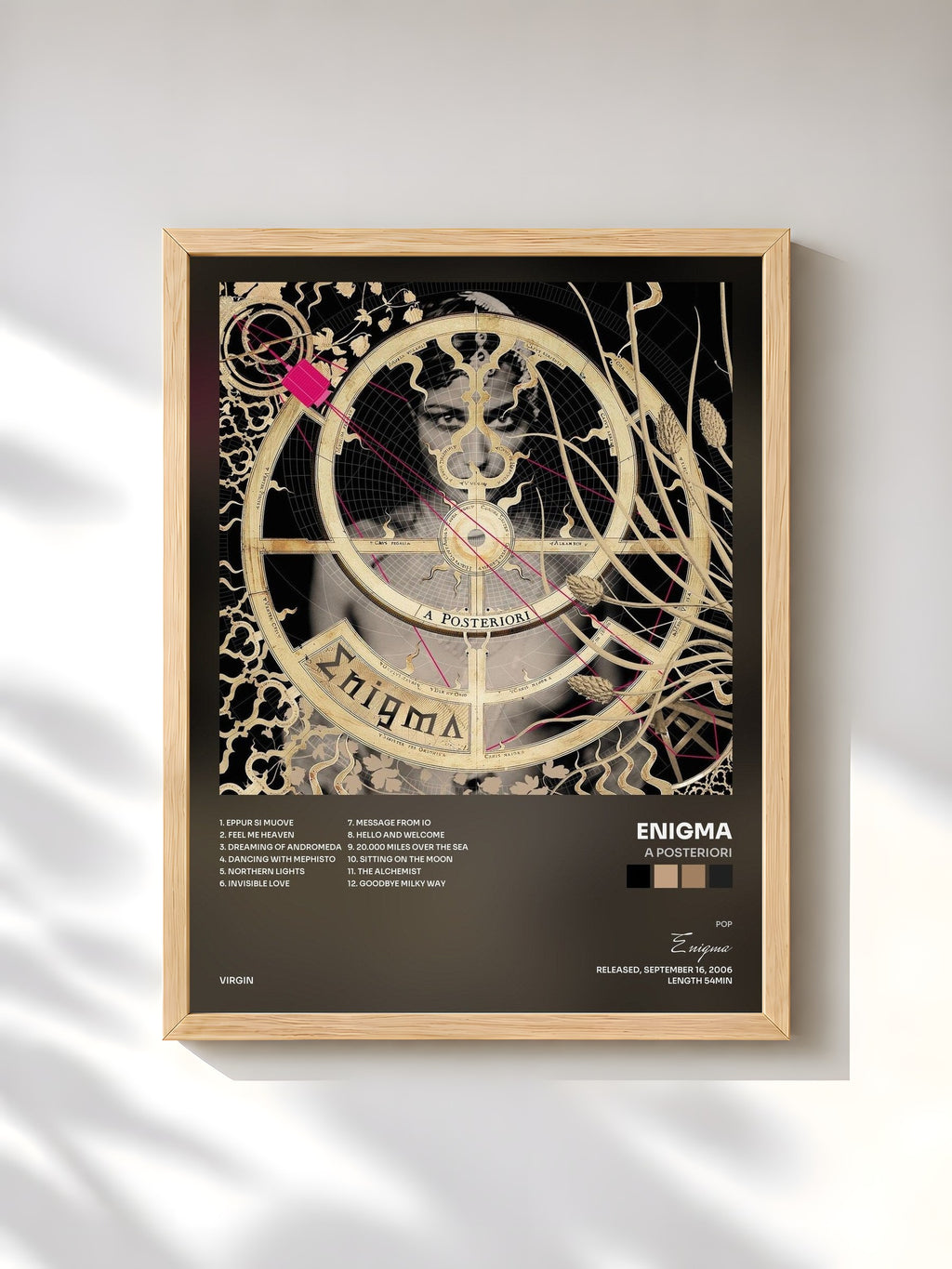 #bois Tableau de l'album A Posteriori de Enigma, cadre en bois brut, imprimé et encadré en France