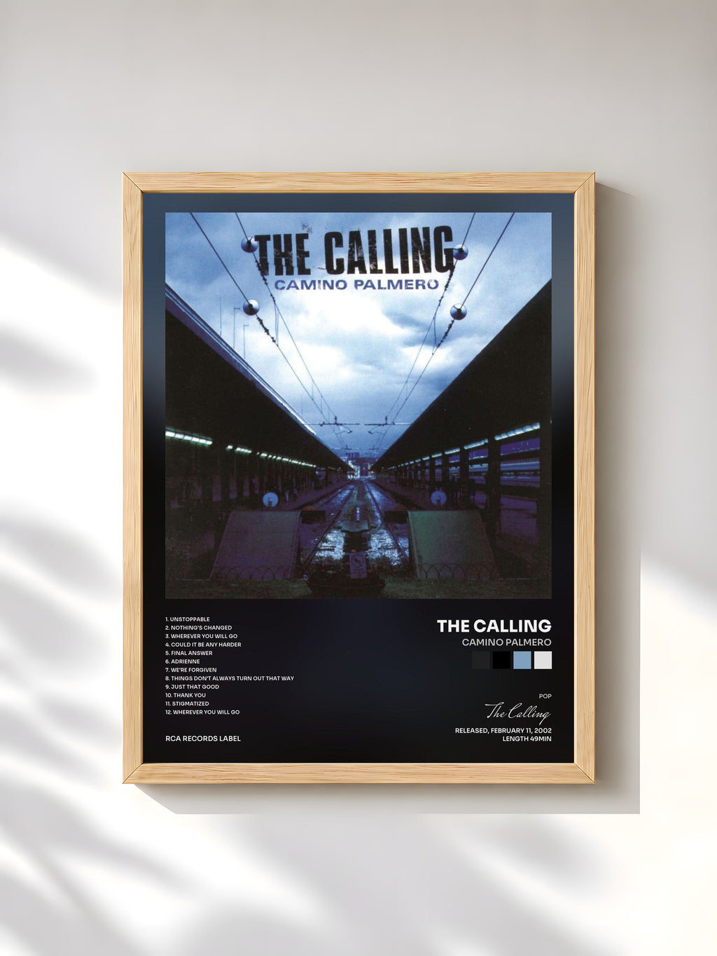 #bois Tableau de l'album Camino Palmero de The Calling, cadre en bois brut, imprimé et encadré en France