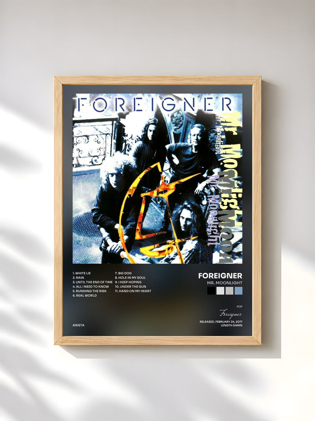#bois Tableau de l'album Mr. Moonlight de Foreigner, cadre en bois brut, imprimé et encadré en France