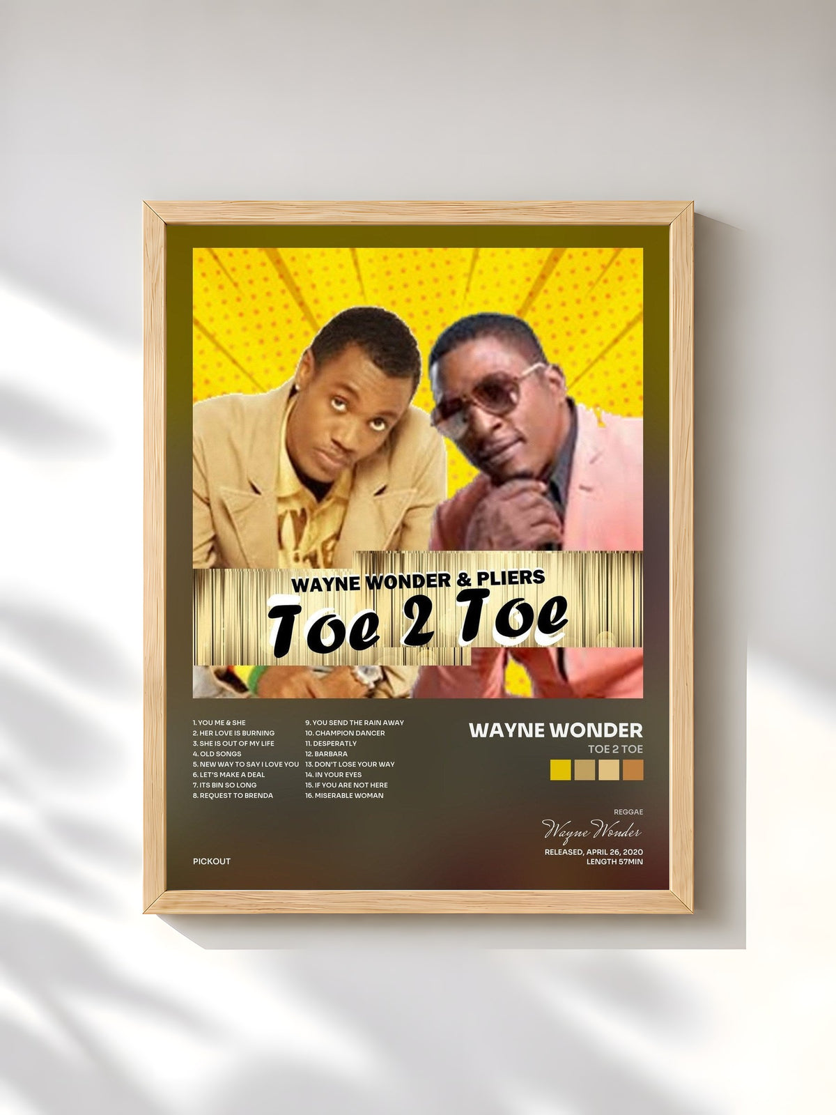 #bois Tableau de l'album Toe 2 Toe de Wayne Wonder, cadre en bois brut, imprimé et encadré en France