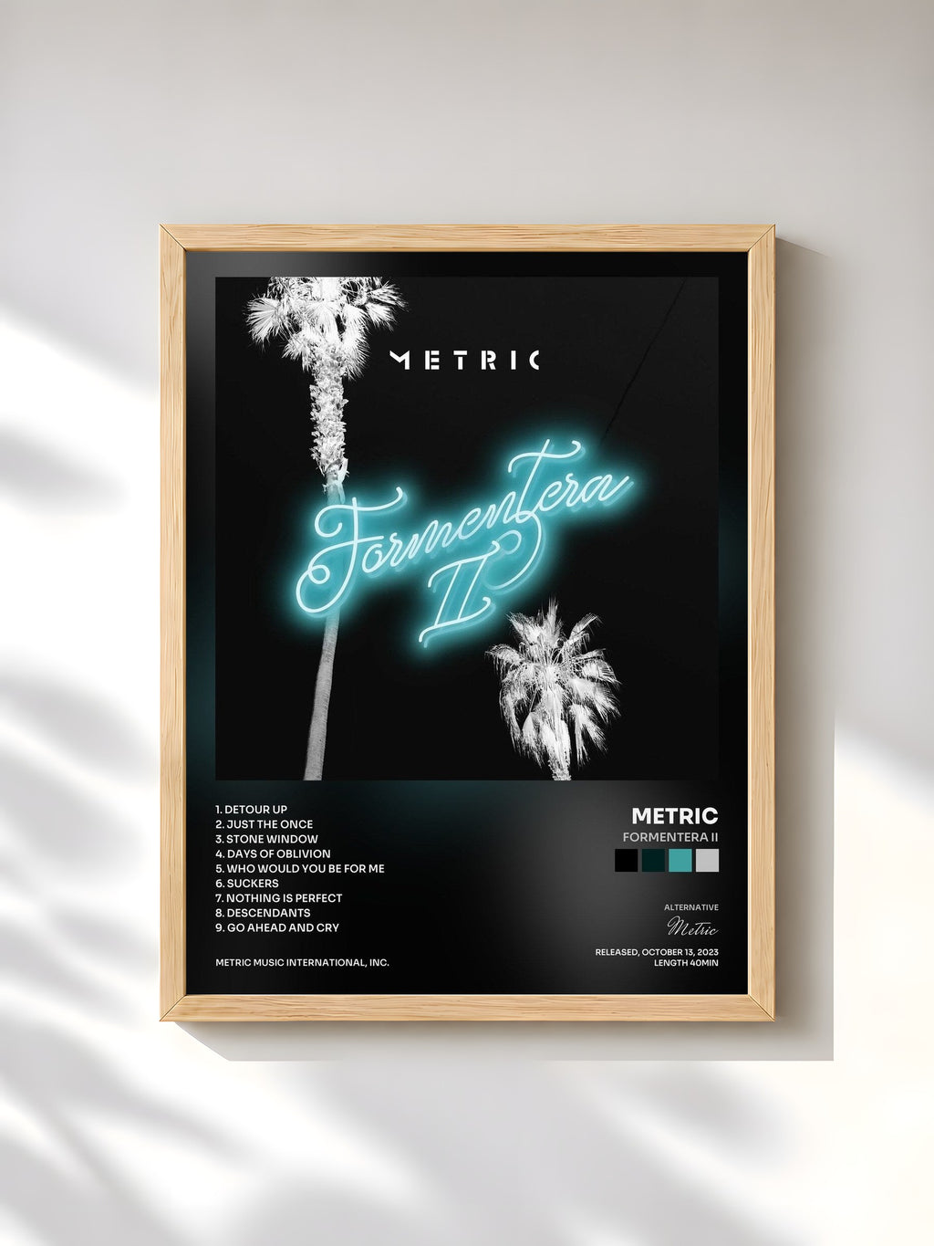 #bois Tableau de l'album Formentera II de Metric, cadre en bois brut, imprimé et encadré en France
