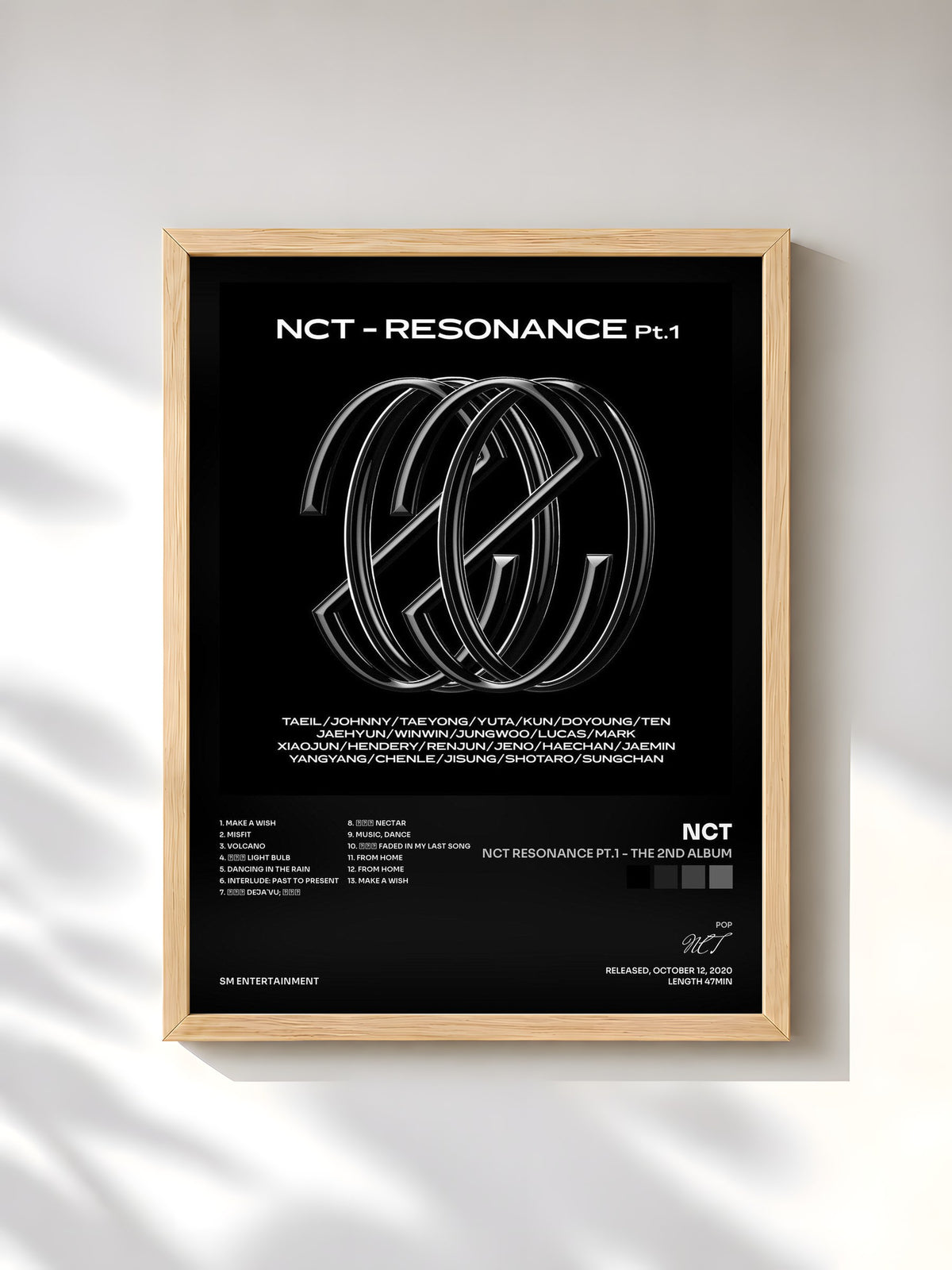 #bois Tableau de l'album NCT RESONANCE Pt.1 - The 2nd Album de NCT, cadre en bois brut, imprimé et encadré en France