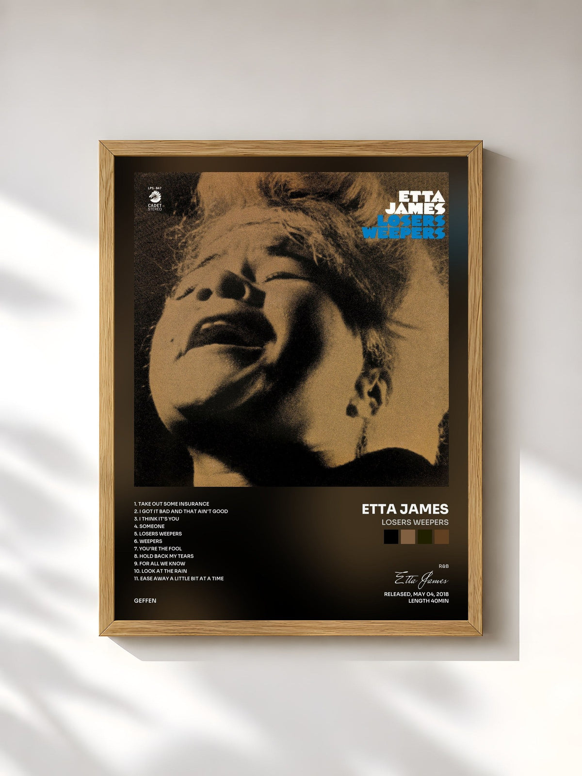 #bois Tableau de l'album Losers Weepers de Etta James, cadre en bois brut, imprimé et encadré en France