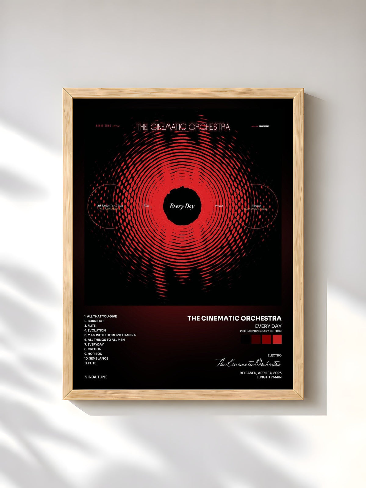 #bois Tableau de l'album Every Day (20th Anniversary Edition) de The Cinematic Orchestra, cadre en bois brut, imprimé et encadré en France