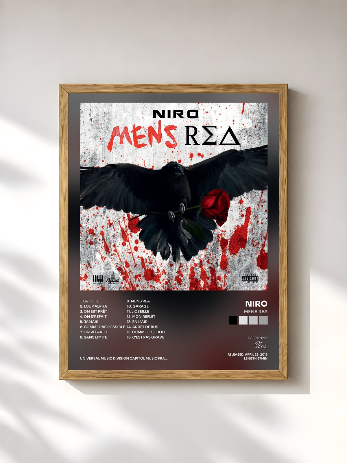 #bois Tableau de l'album Mens Rea de Niro, cadre en bois brut, imprimé et encadré en France