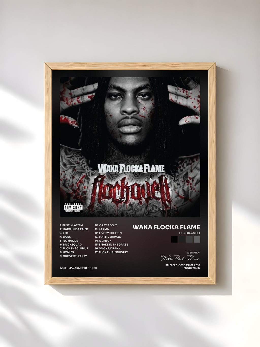 #bois Tableau de l'album Flockaveli de Waka Flocka Flame, cadre en bois brut, imprimé et encadré en France