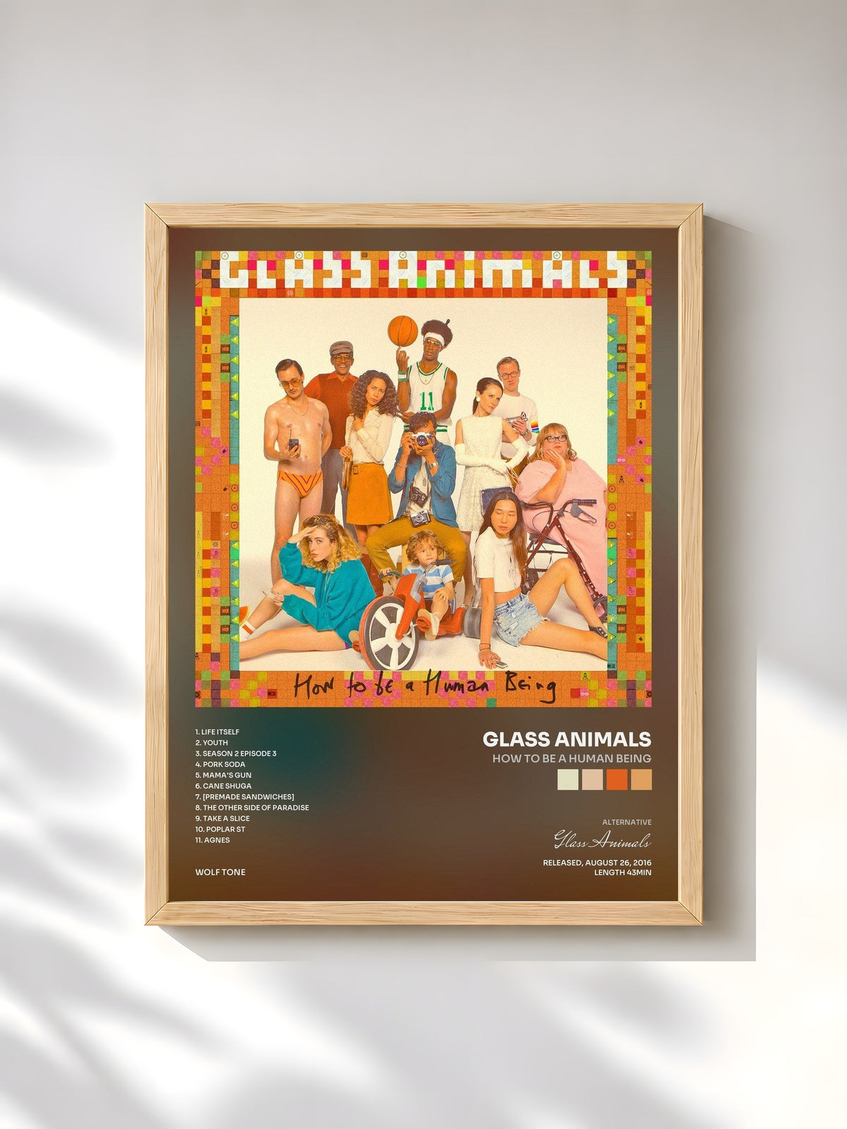 #bois Tableau de l'album How To Be A Human Being de Glass Animals, cadre en bois brut, imprimé et encadré en France