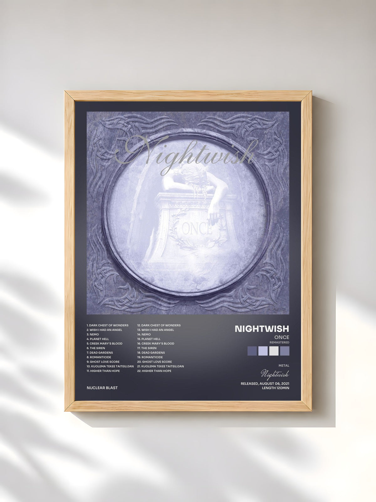 #bois Tableau de l'album Once (Remastered) de Nightwish, cadre en bois brut, imprimé et encadré en France