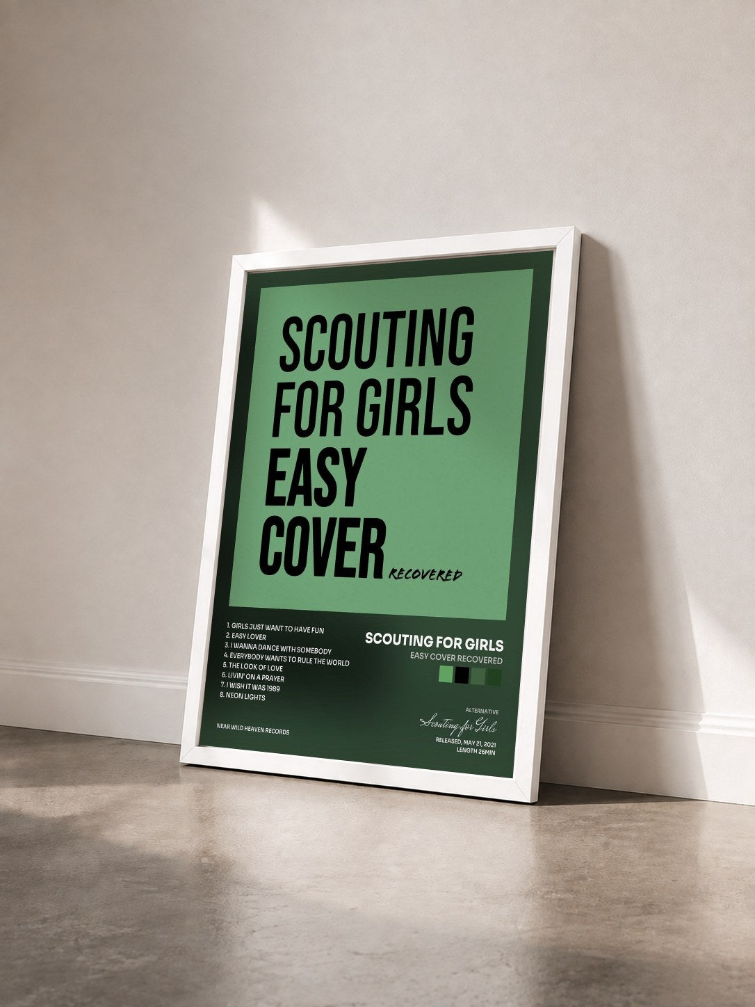 #blanc Tableau de l'album Easy Cover ReCoVeReD de Scouting for Girls vu de trois quarts, cadre blanc