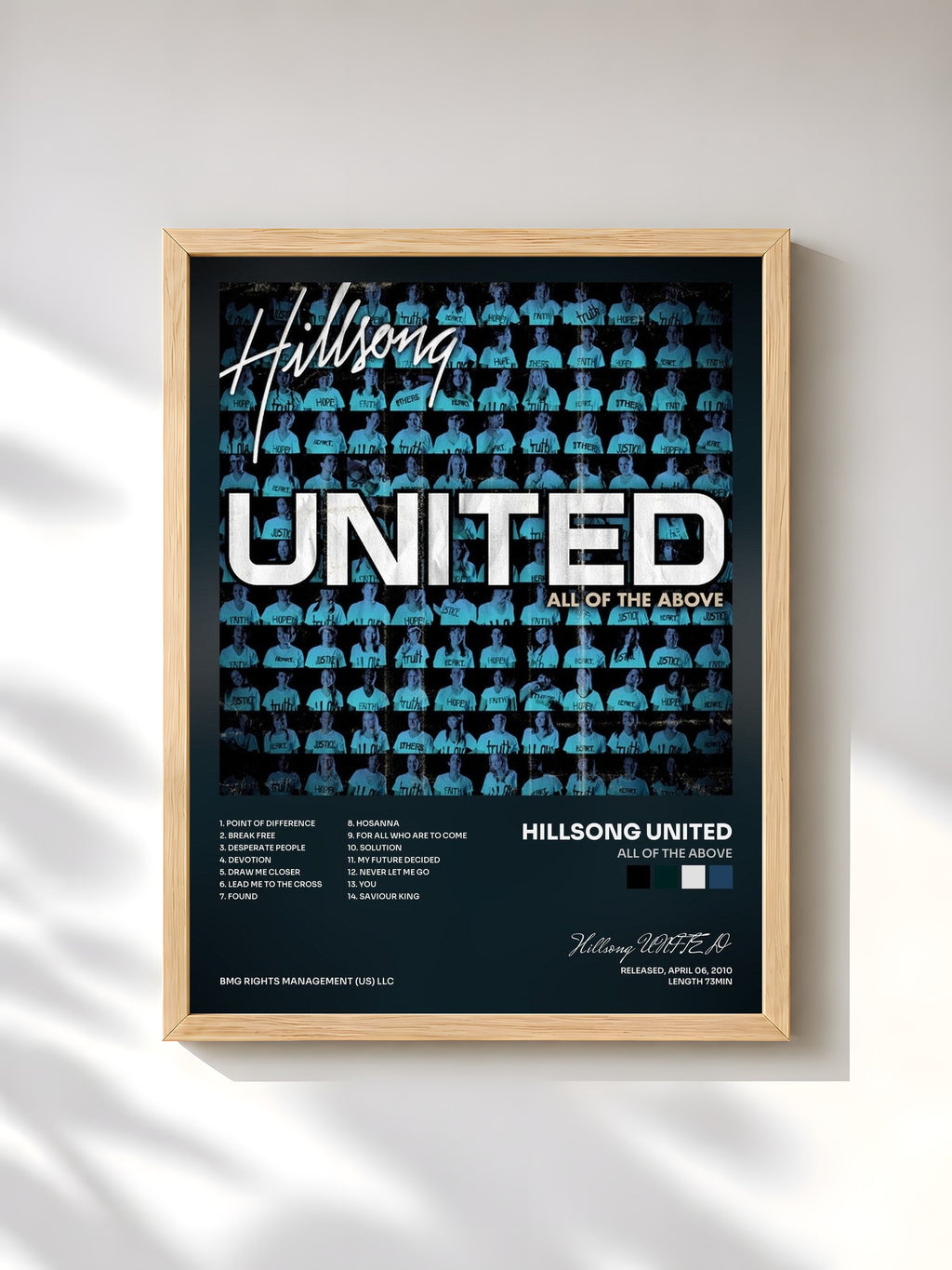 #bois Tableau de l'album All of the Above de Hillsong UNITED, cadre en bois brut, imprimé et encadré en France