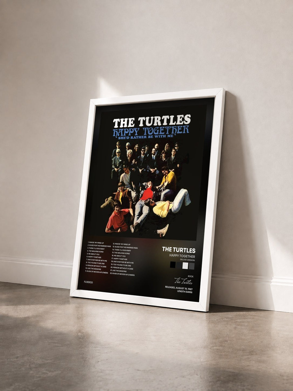 #blanc Tableau de l'album Happy Together (Deluxe Version) de The Turtles vu de trois quarts, cadre blanc