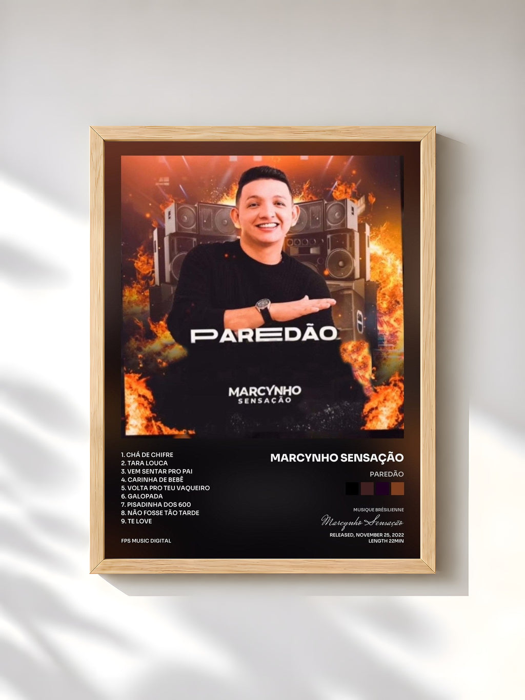 #bois Tableau de l'album Paredão de Marcynho Sensação, cadre en bois brut, imprimé et encadré en France