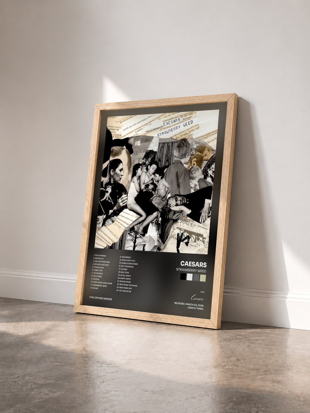 #bois Tableau de l'album Strawberry Weed de Caesars vu de trois quarts, cadre en bois brut