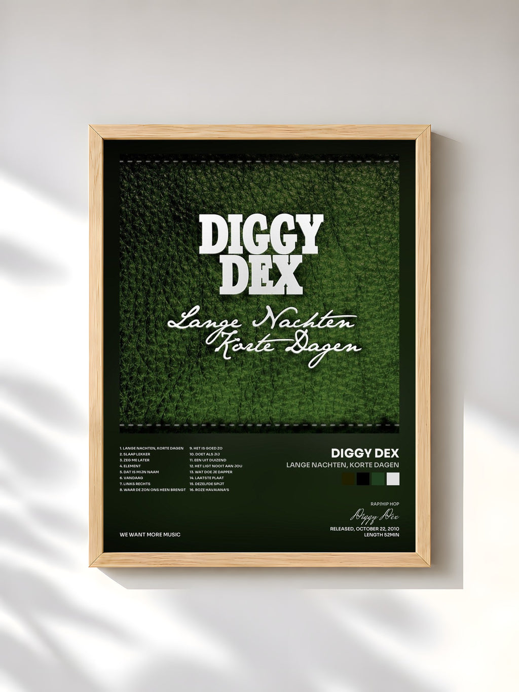 #bois Tableau de l'album Lange Nachten, Korte Dagen de Diggy Dex, cadre en bois brut, imprimé et encadré en France