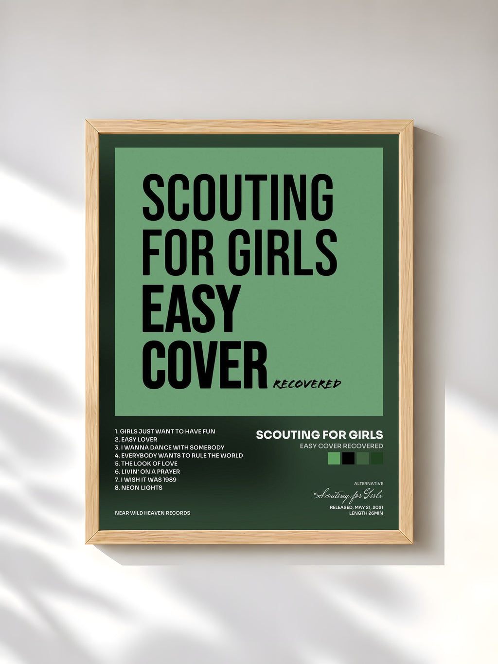 #bois Tableau de l'album Easy Cover ReCoVeReD de Scouting for Girls, cadre en bois brut, imprimé et encadré en France