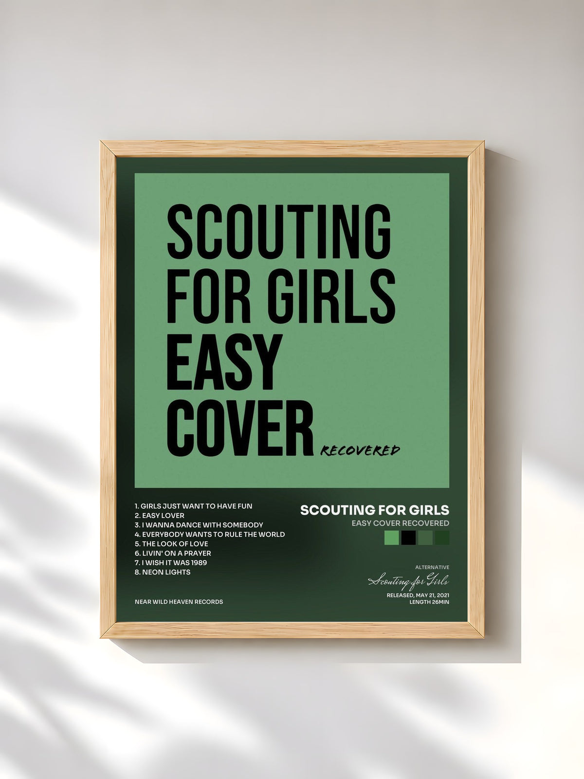 #bois Tableau de l'album Easy Cover ReCoVeReD de Scouting for Girls, cadre en bois brut, imprimé et encadré en France