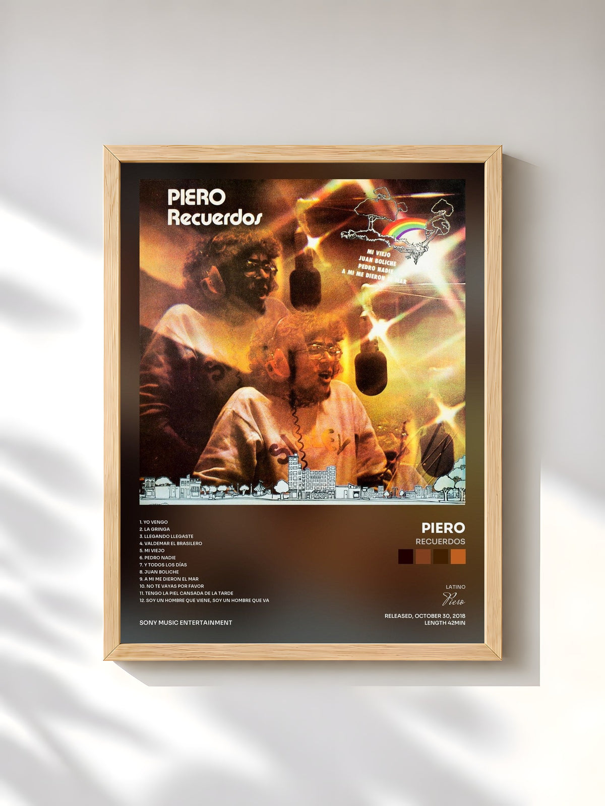 #bois Tableau de l'album Recuerdos de Piero, cadre en bois brut, imprimé et encadré en France