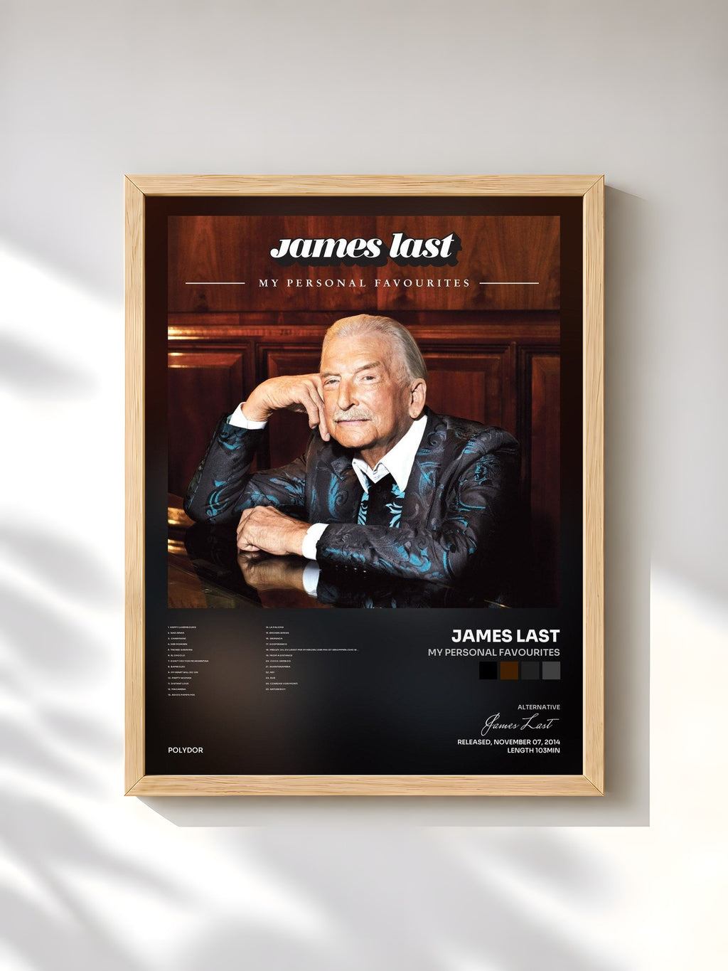 #bois Tableau de l'album My Personal Favourites de James Last, cadre en bois brut, imprimé et encadré en France