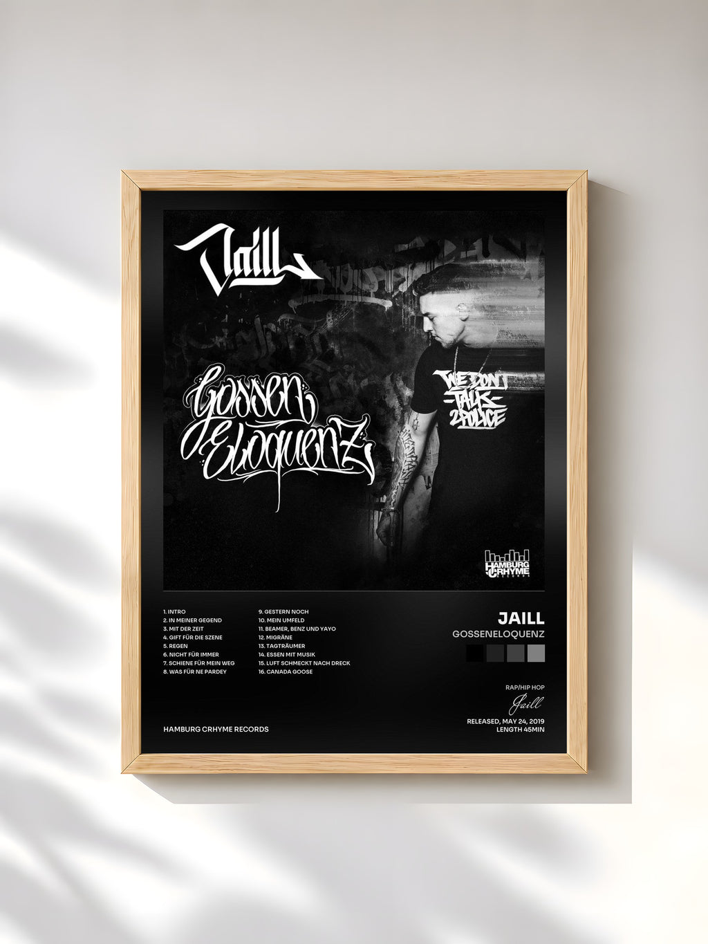 #bois Tableau de l'album GossenEloquenz de Jaill, cadre en bois brut, imprimé et encadré en France