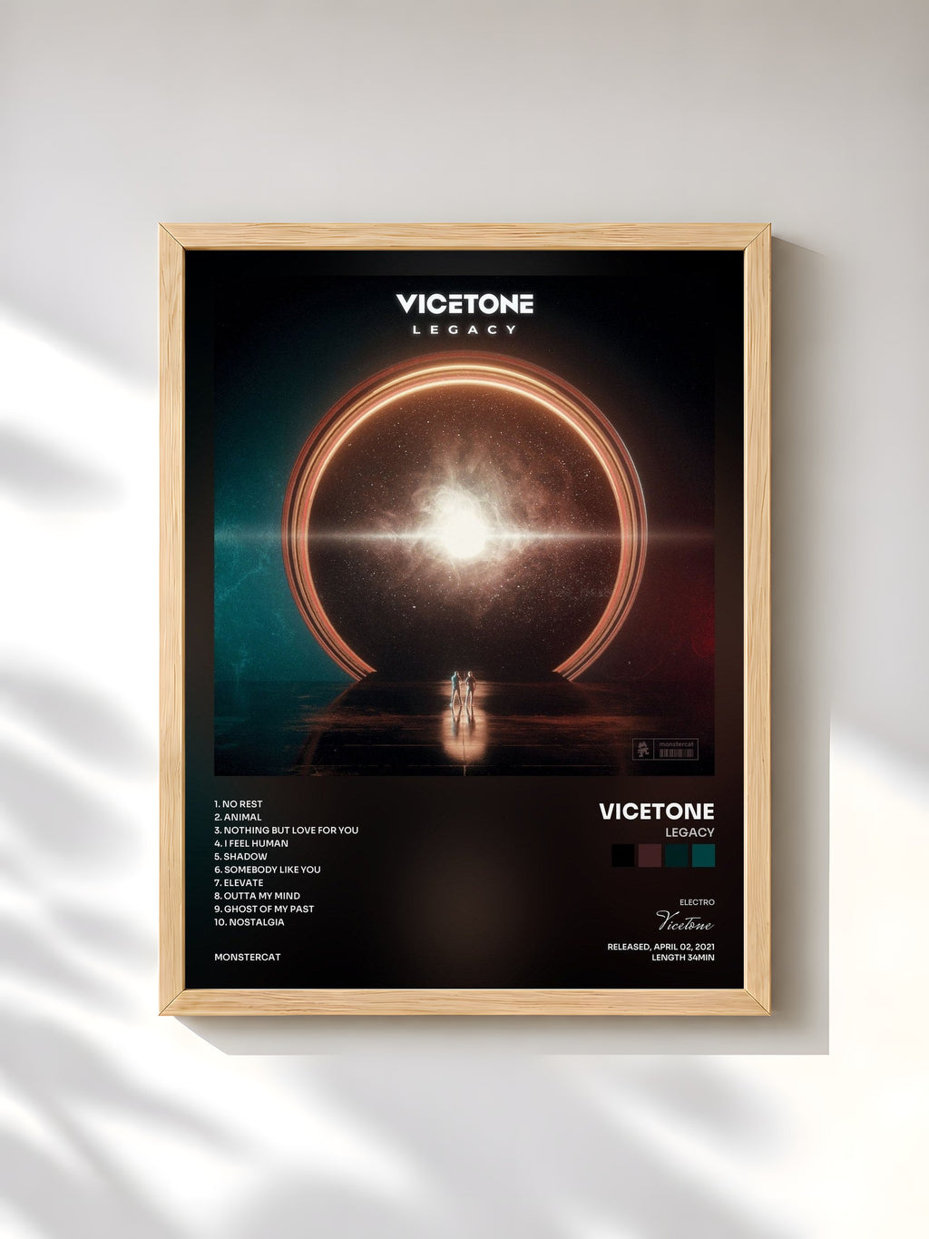 #bois Tableau de l'album Legacy de Vicetone, cadre en bois brut, imprimé et encadré en France