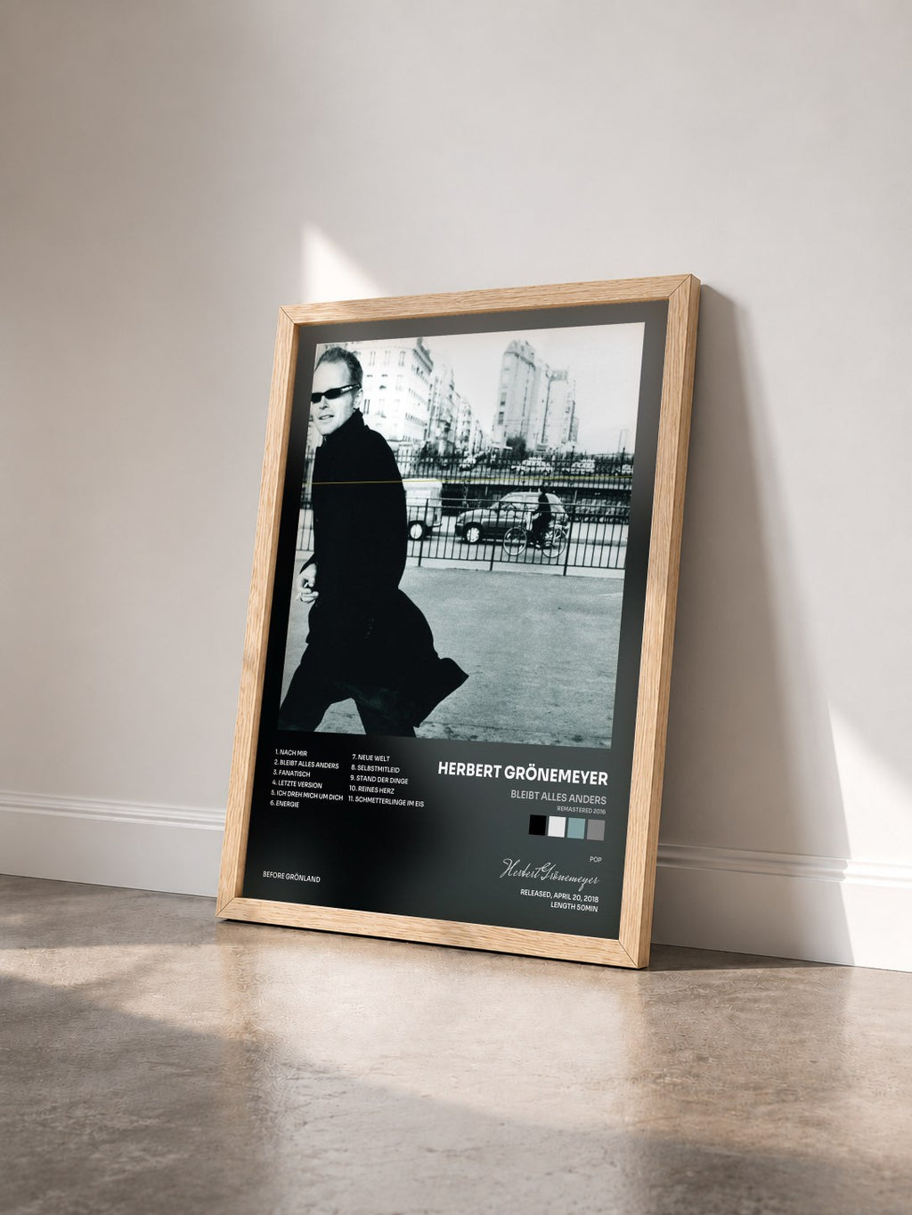 #bois Tableau de l'album Bleibt alles anders (Remastered 2016) de Herbert Grönemeyer vu de trois quarts, cadre en bois brut