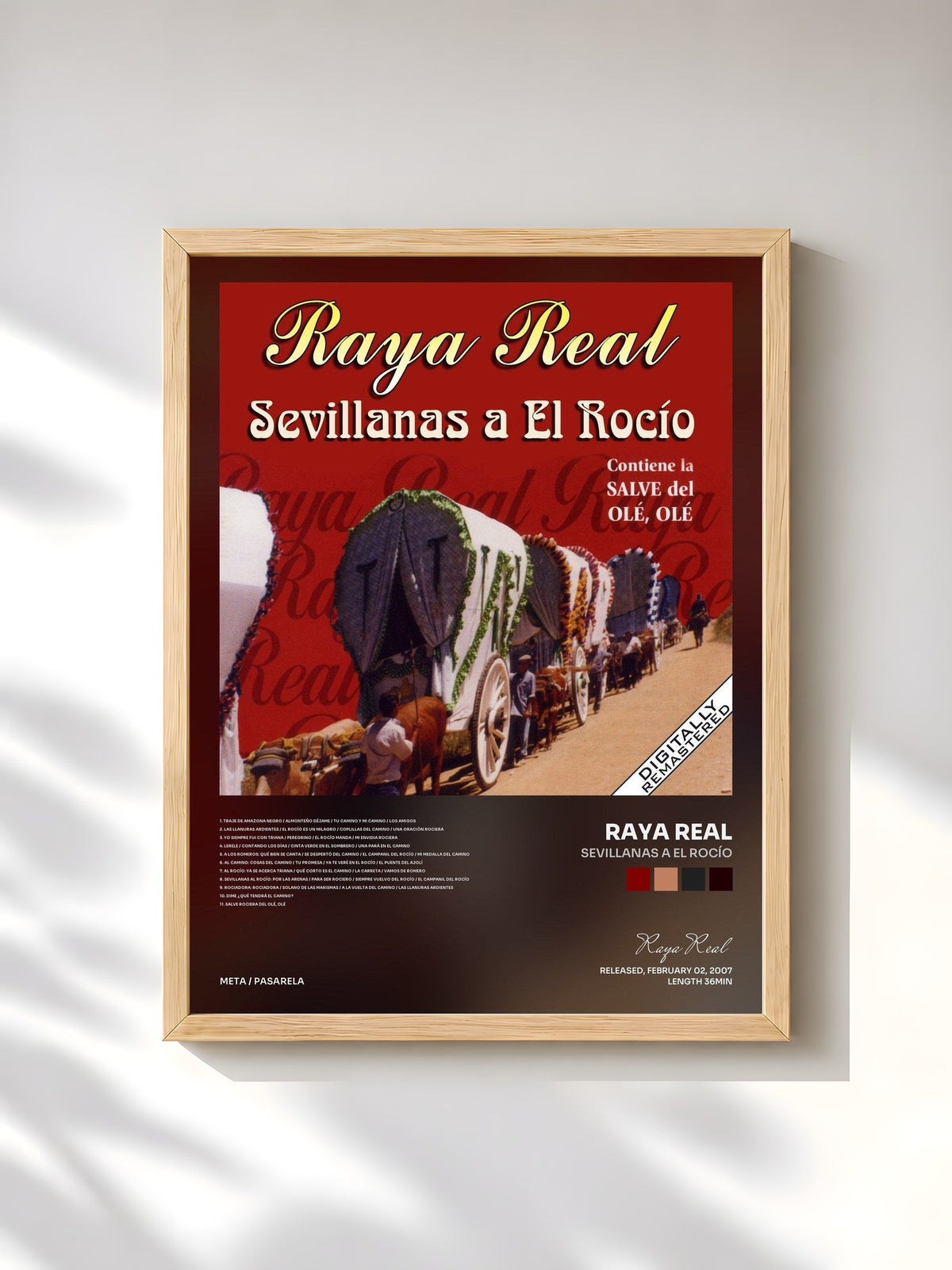 #bois Tableau de l'album Sevillanas a El Rocío de Raya Real, cadre en bois brut, imprimé et encadré en France