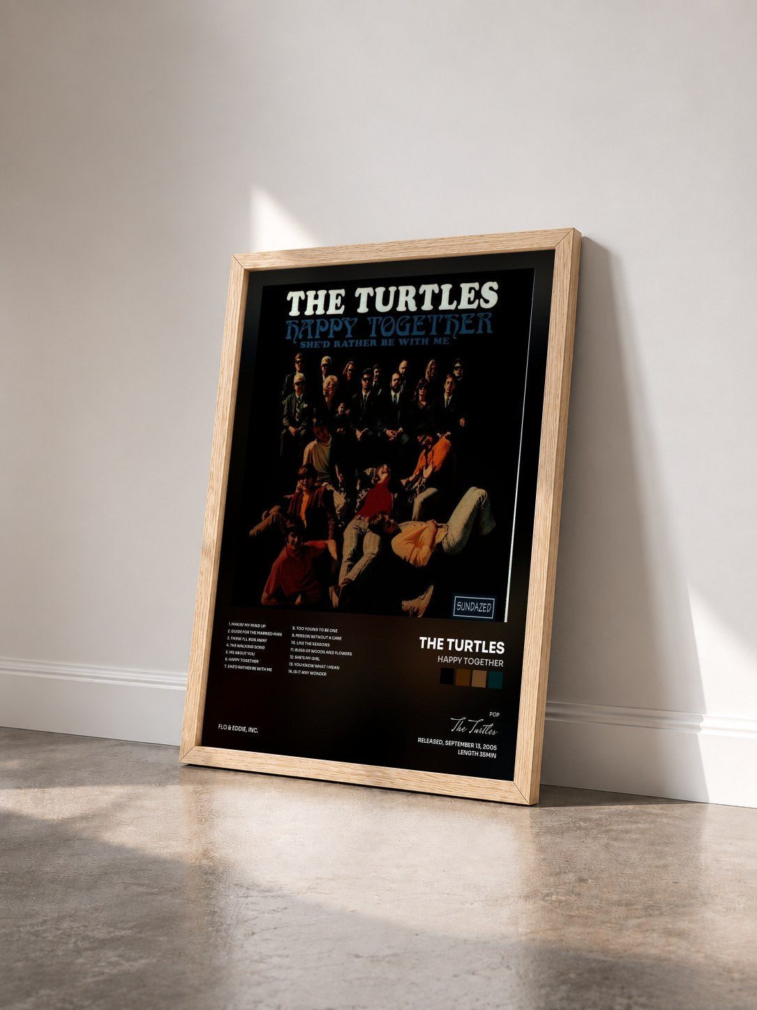 #bois Tableau de l'album Happy Together de The Turtles vu de trois quarts, cadre en bois brut