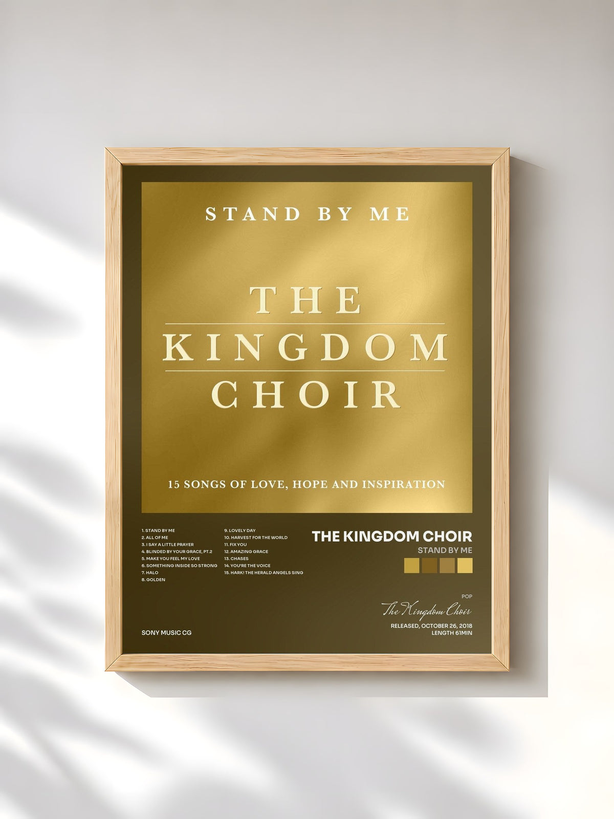 #bois Tableau de l'album Stand By Me de The Kingdom Choir, cadre en bois brut, imprimé et encadré en France