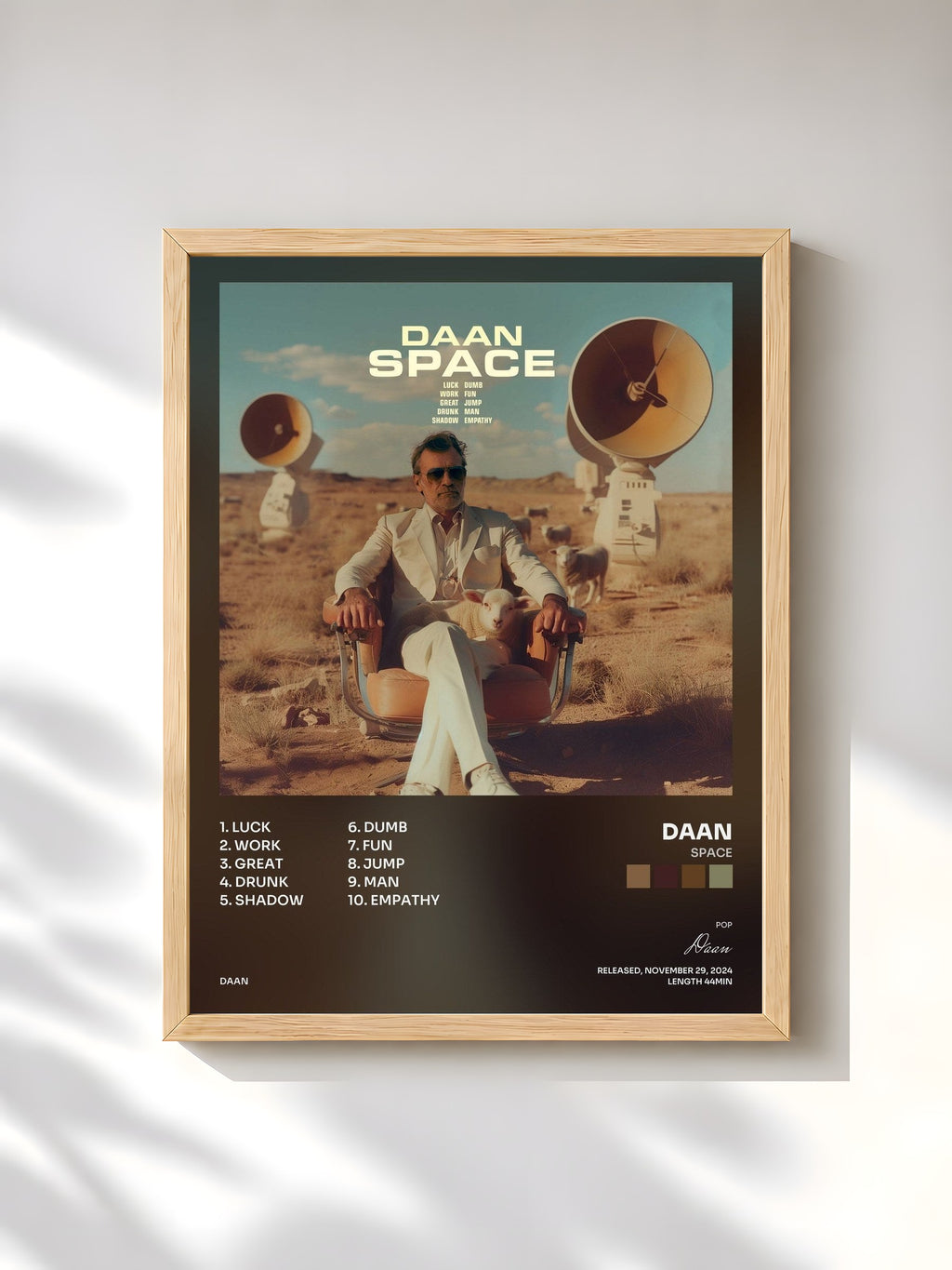 #bois Tableau de l'album Space de Daan, cadre en bois brut, imprimé et encadré en France
