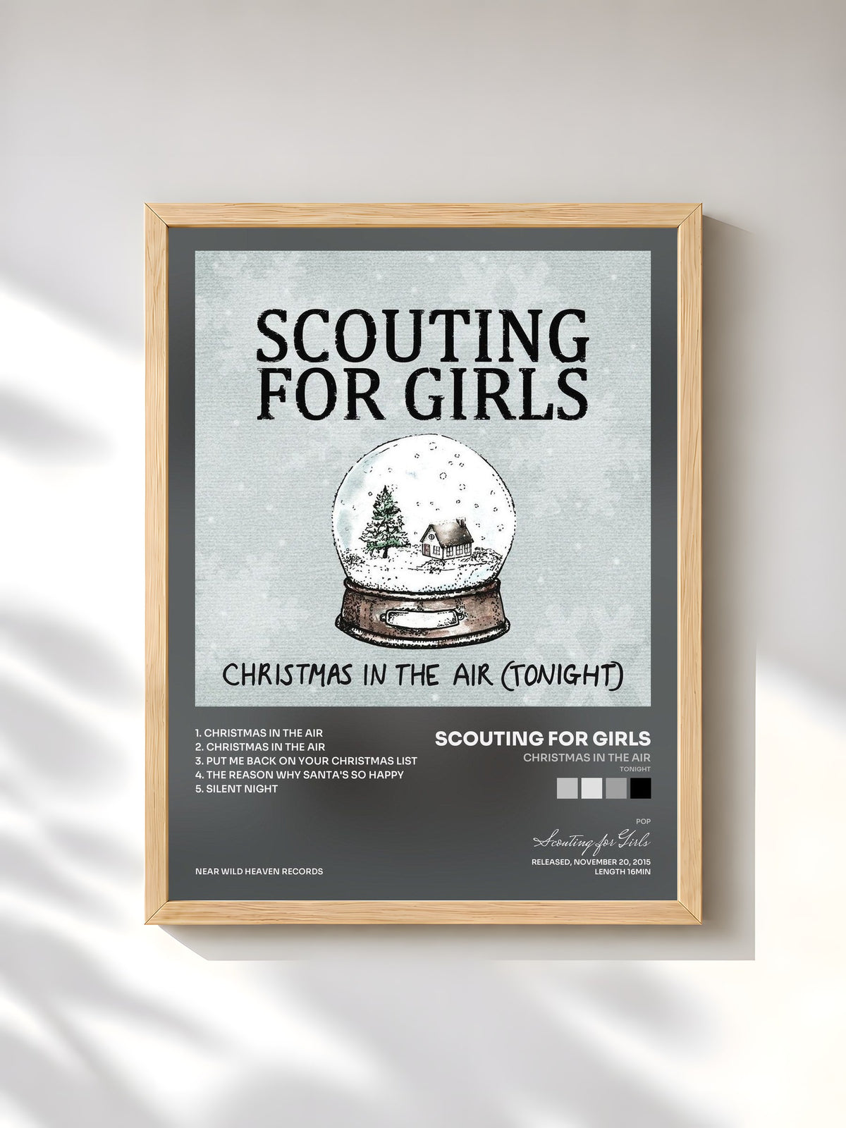 #bois Tableau de l'album Christmas in the Air (Tonight) de Scouting for Girls, cadre en bois brut, imprimé et encadré en France