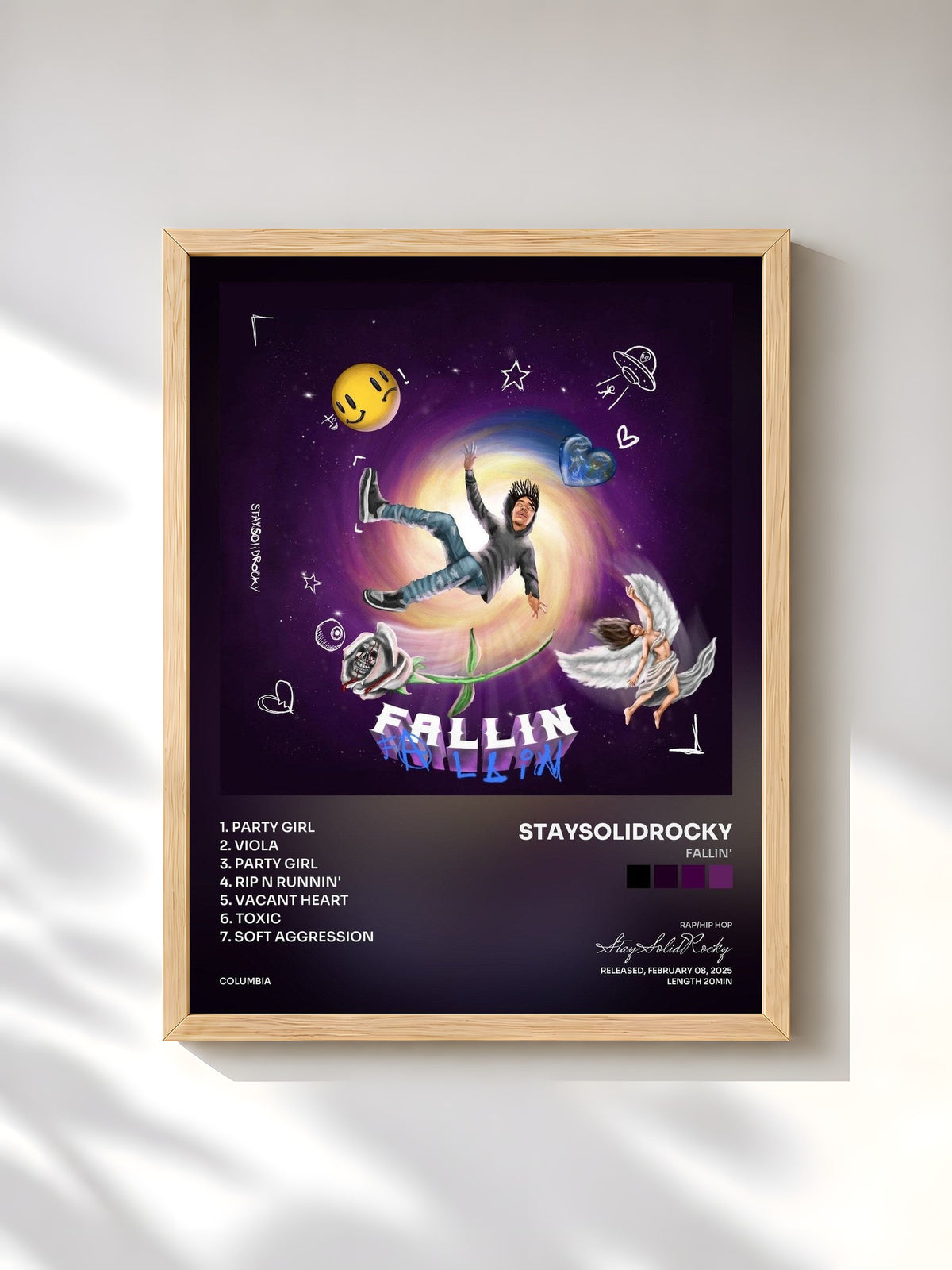 #bois Tableau de l'album Fallin' de StaySolidRocky, cadre en bois brut, imprimé et encadré en France
