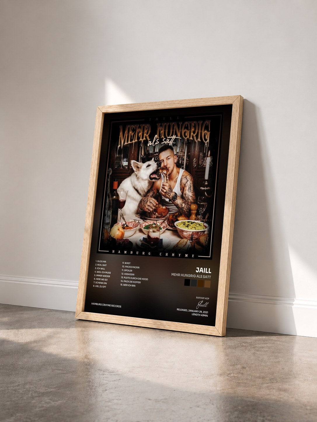 #bois Tableau de l'album Mehr hungrig als satt de Jaill vu de trois quarts, cadre en bois brut