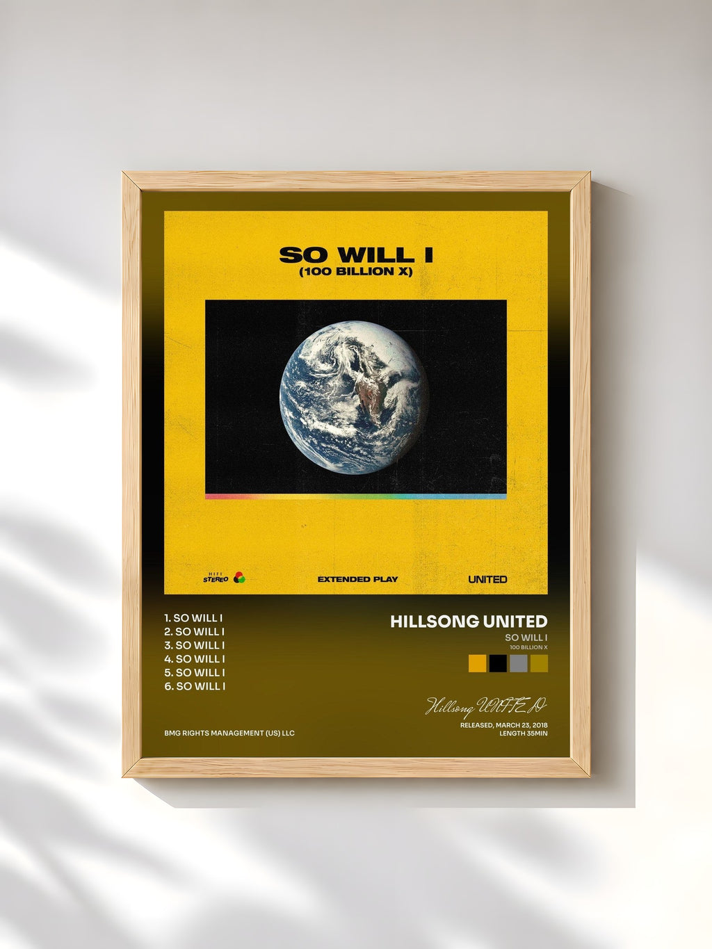 #bois Tableau de l'album So Will I (100 Billion X) de Hillsong UNITED, cadre en bois brut, imprimé et encadré en France