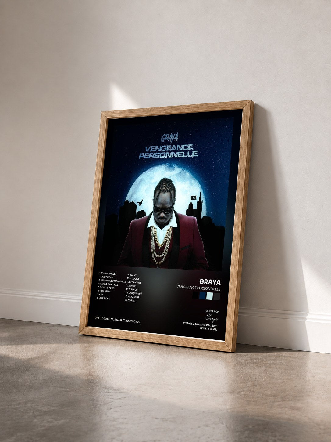#bois Tableau de l'album Vengeance personnelle de Graya vu de trois quarts, cadre en bois brut