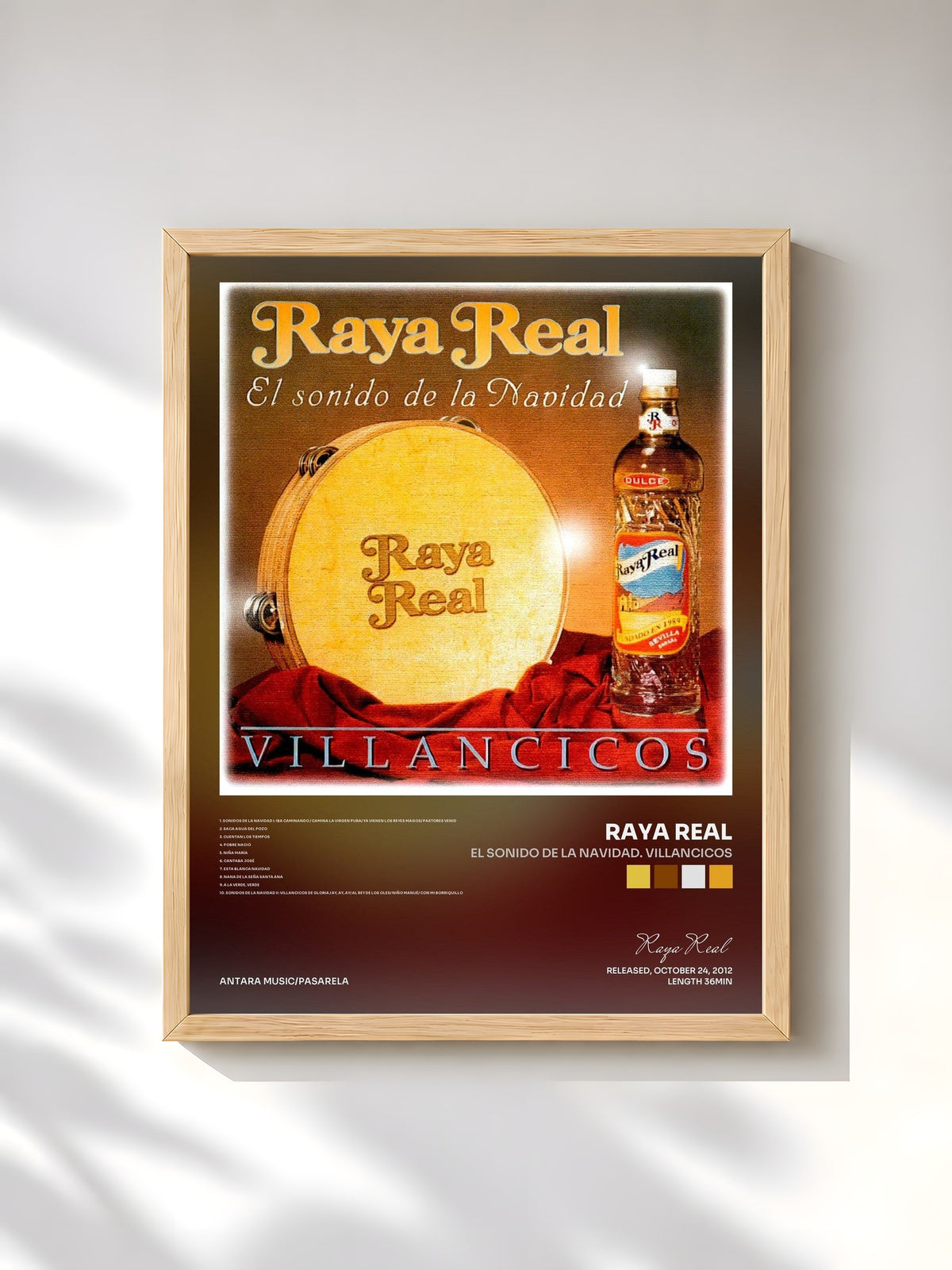 #bois Tableau de l'album El Sonido de la Navidad. Villancicos de Raya Real, cadre en bois brut, imprimé et encadré en France