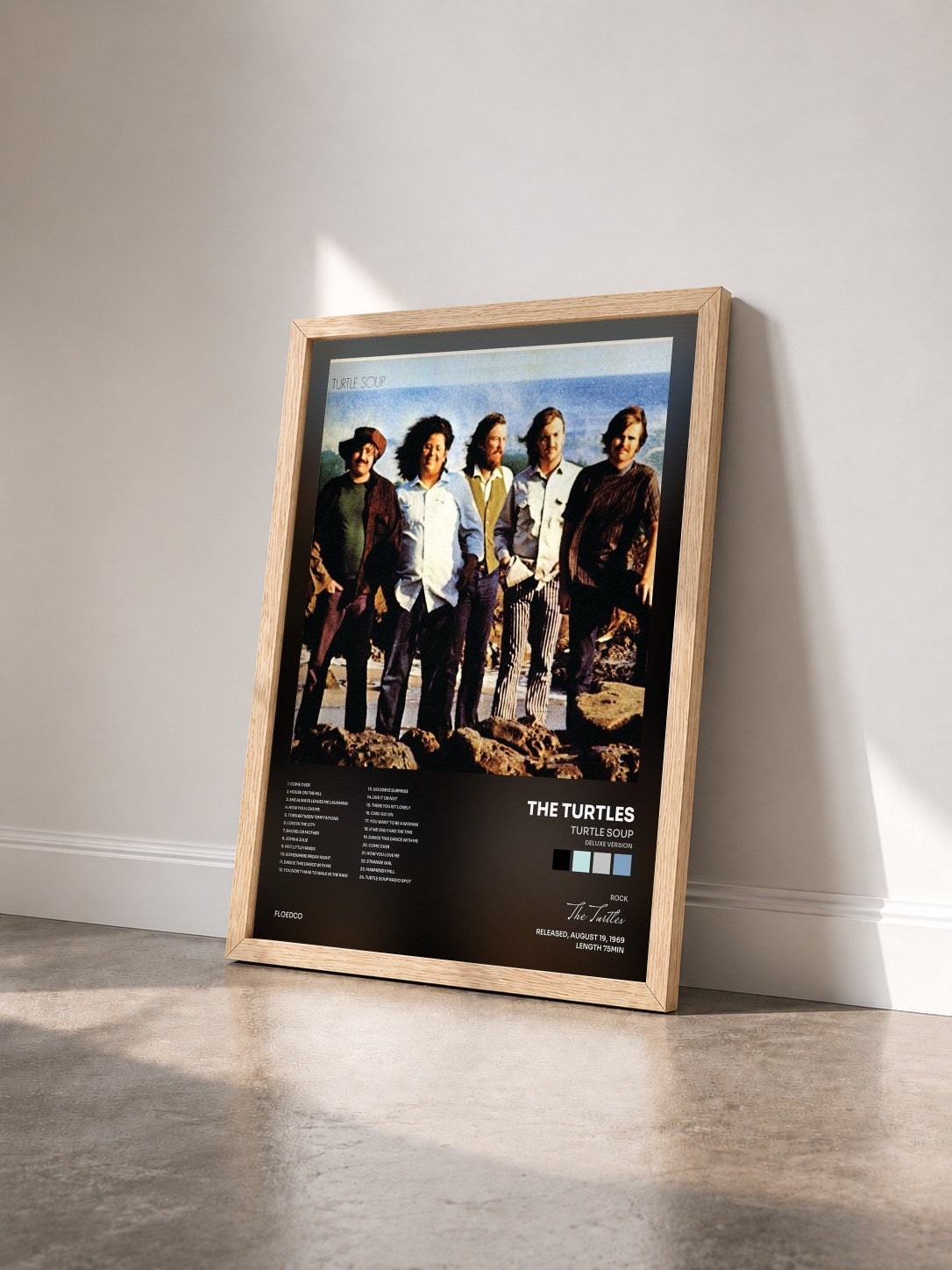 #bois Tableau de l'album Turtle Soup (Deluxe Version) de The Turtles vu de trois quarts, cadre en bois brut