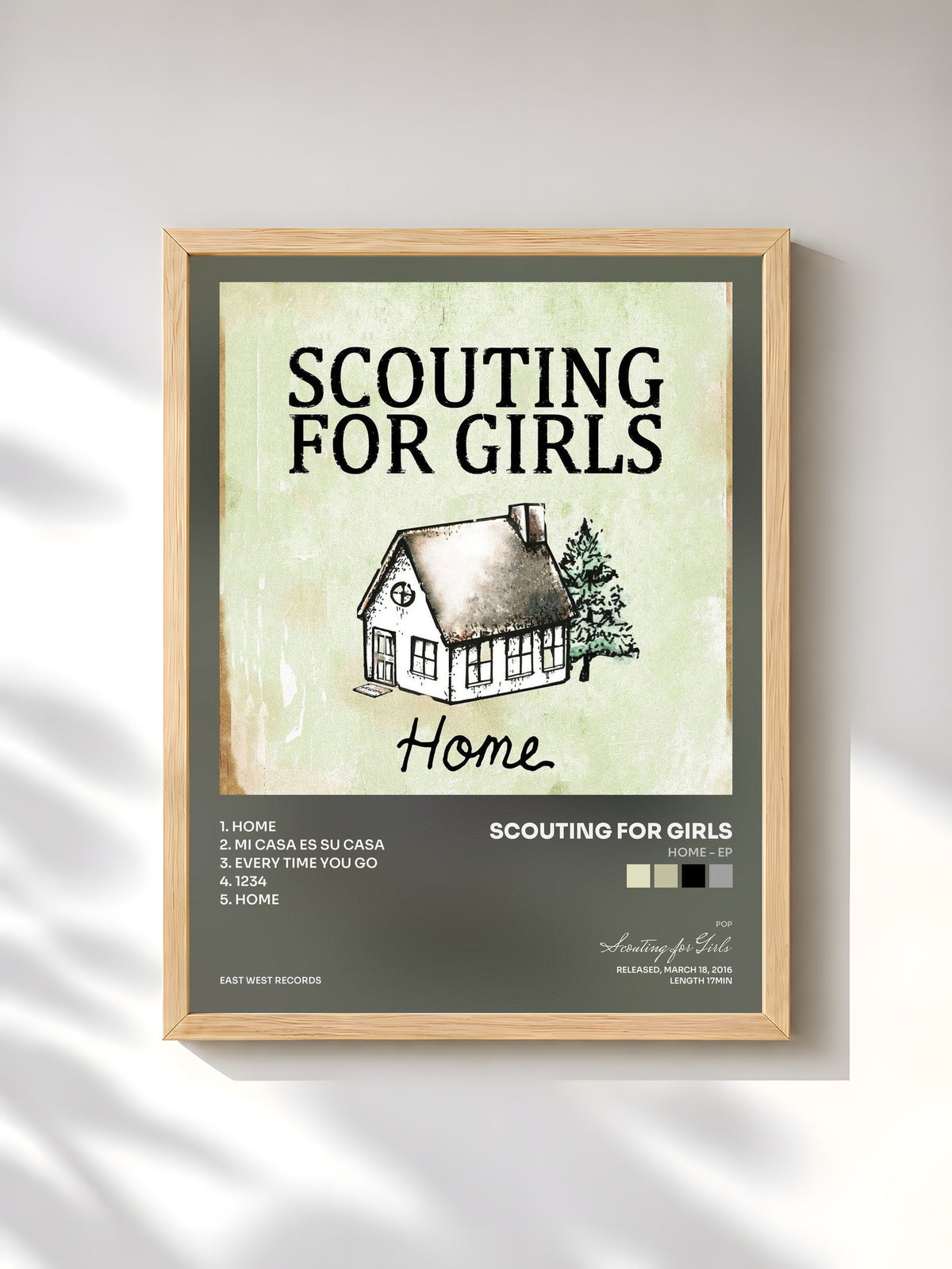 #bois Tableau de l'album Home EP de Scouting for Girls, cadre en bois brut, imprimé et encadré en France