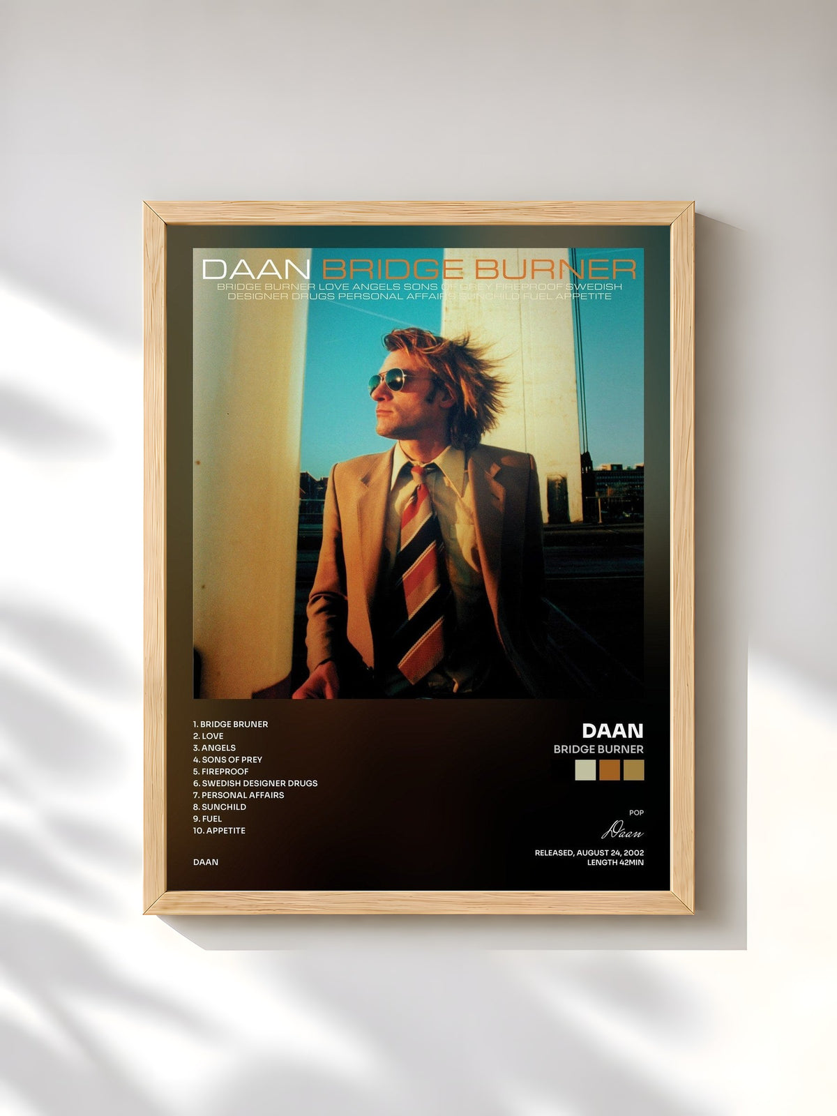 #bois Tableau de l'album Bridge Burner de Daan, cadre en bois brut, imprimé et encadré en France