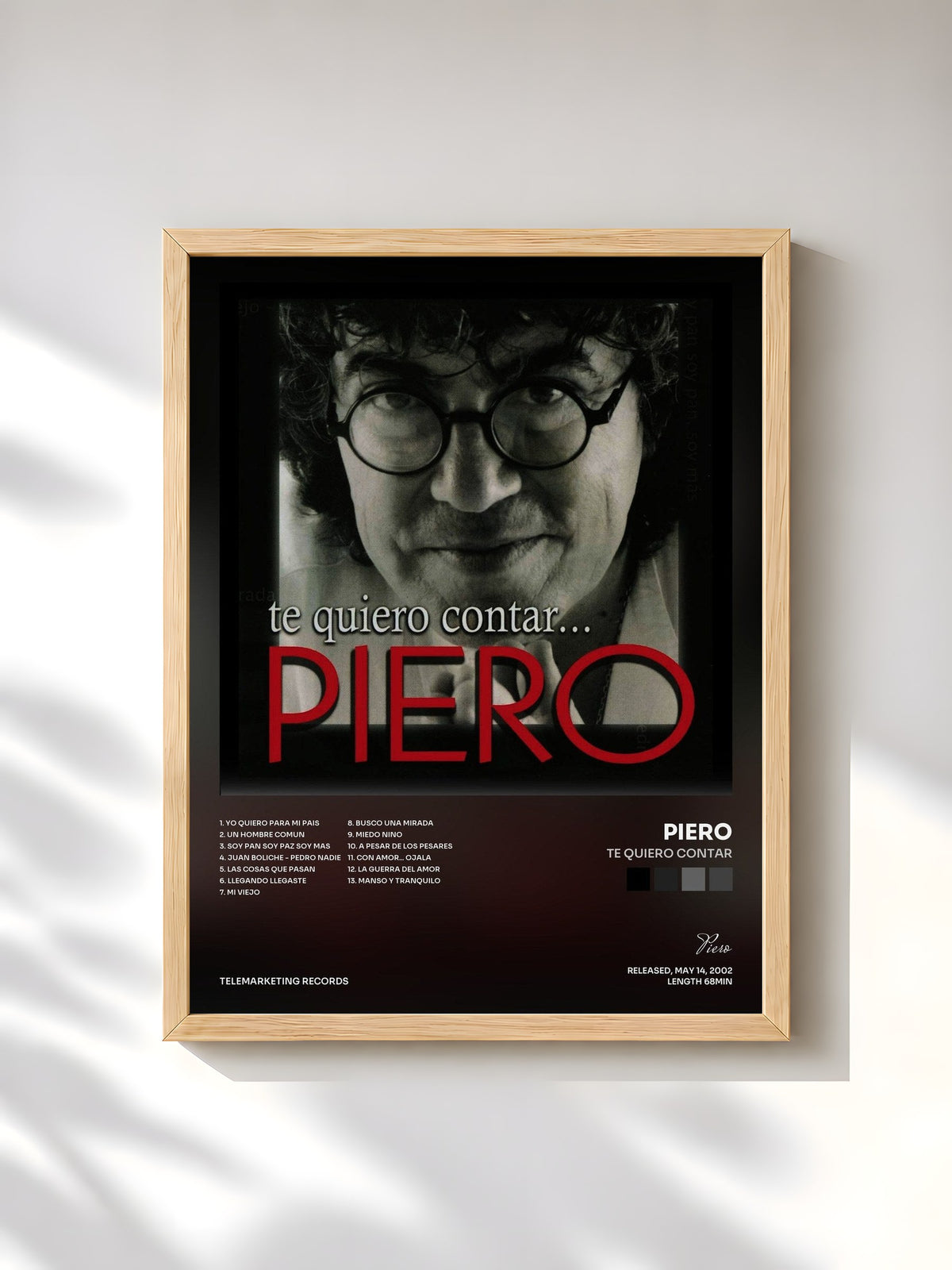 #bois Tableau de l'album Te Quiero Contar de Piero, cadre en bois brut, imprimé et encadré en France