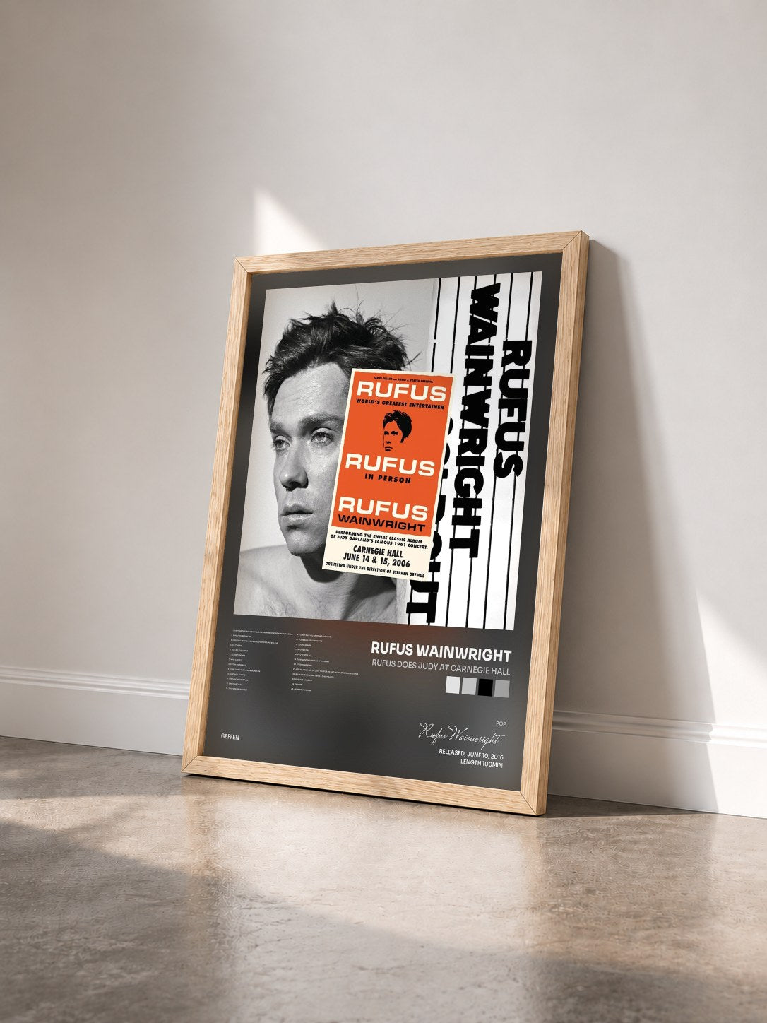 #bois Tableau de l'album Rufus Does Judy At Carnegie Hall de Rufus Wainwright vu de trois quarts, cadre en bois brut