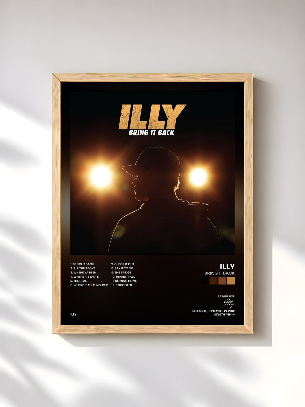 #bois Tableau de l'album Bring It Back de Illy, cadre en bois brut, imprimé et encadré en France