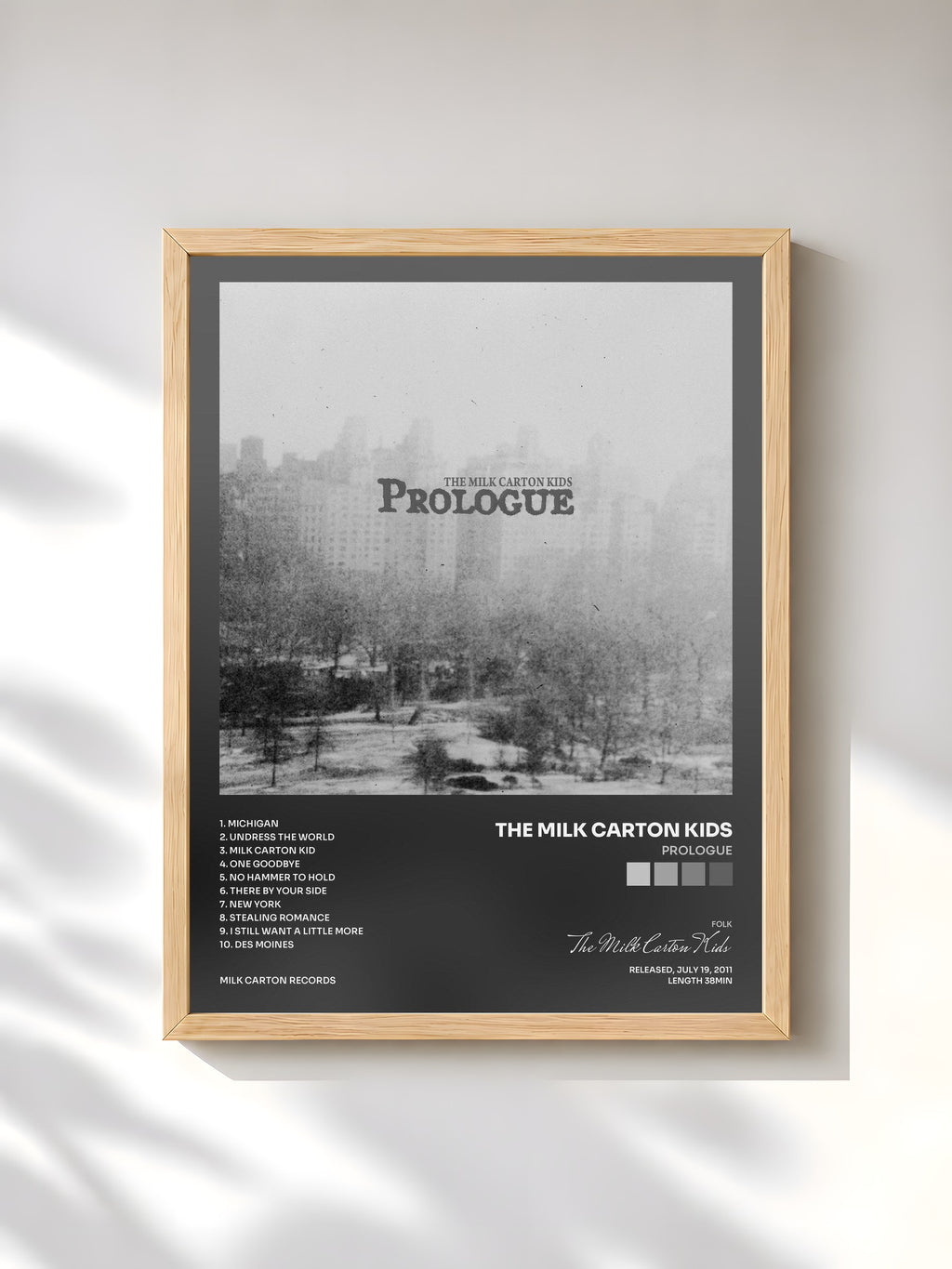 #bois Tableau de l'album Prologue de The Milk Carton Kids, cadre en bois brut, imprimé et encadré en France