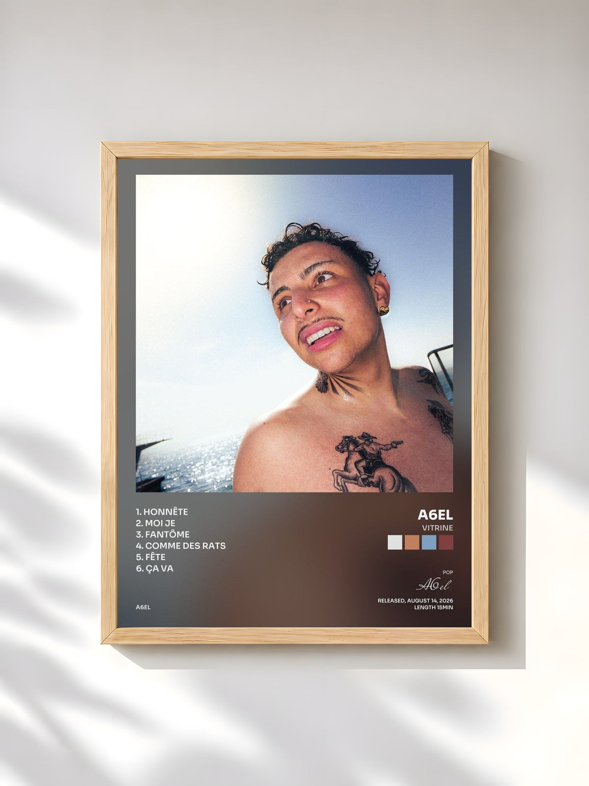 #bois Tableau de l'album Vitrine de A6el, cadre en bois brut, imprimé et encadré en France