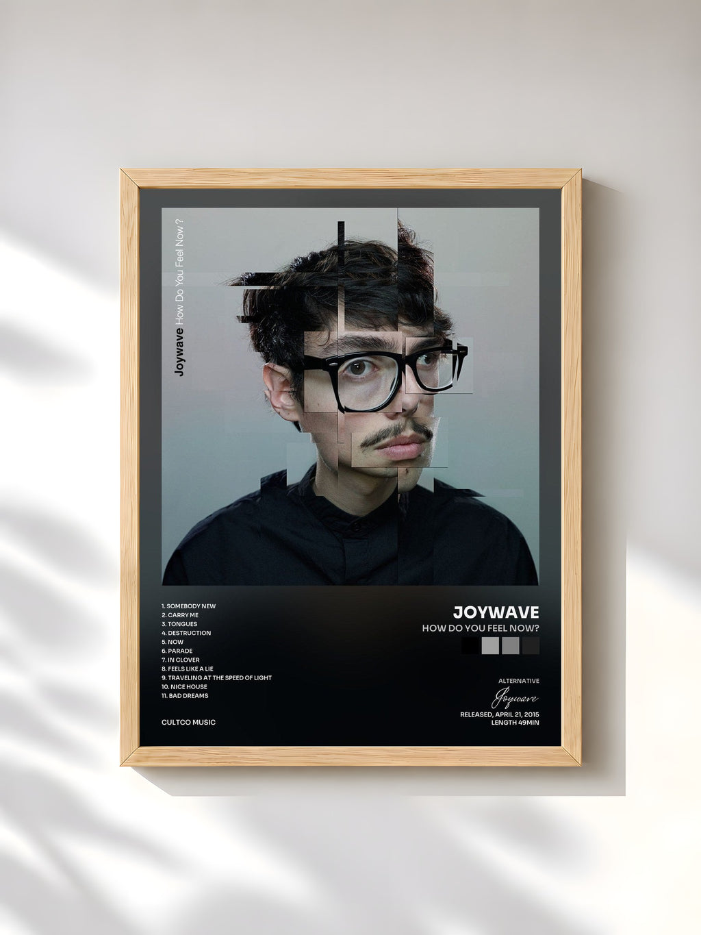 #bois Tableau de l'album How Do You Feel Now? de Joywave, cadre en bois brut, imprimé et encadré en France