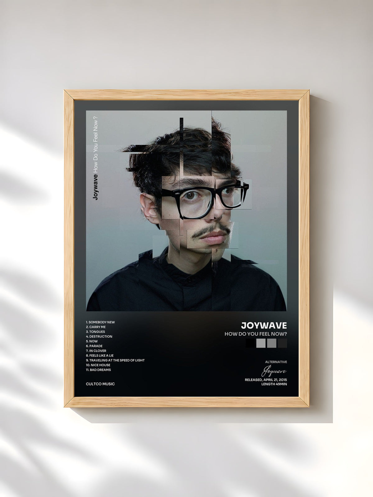 #bois Tableau de l'album How Do You Feel Now? de Joywave, cadre en bois brut, imprimé et encadré en France