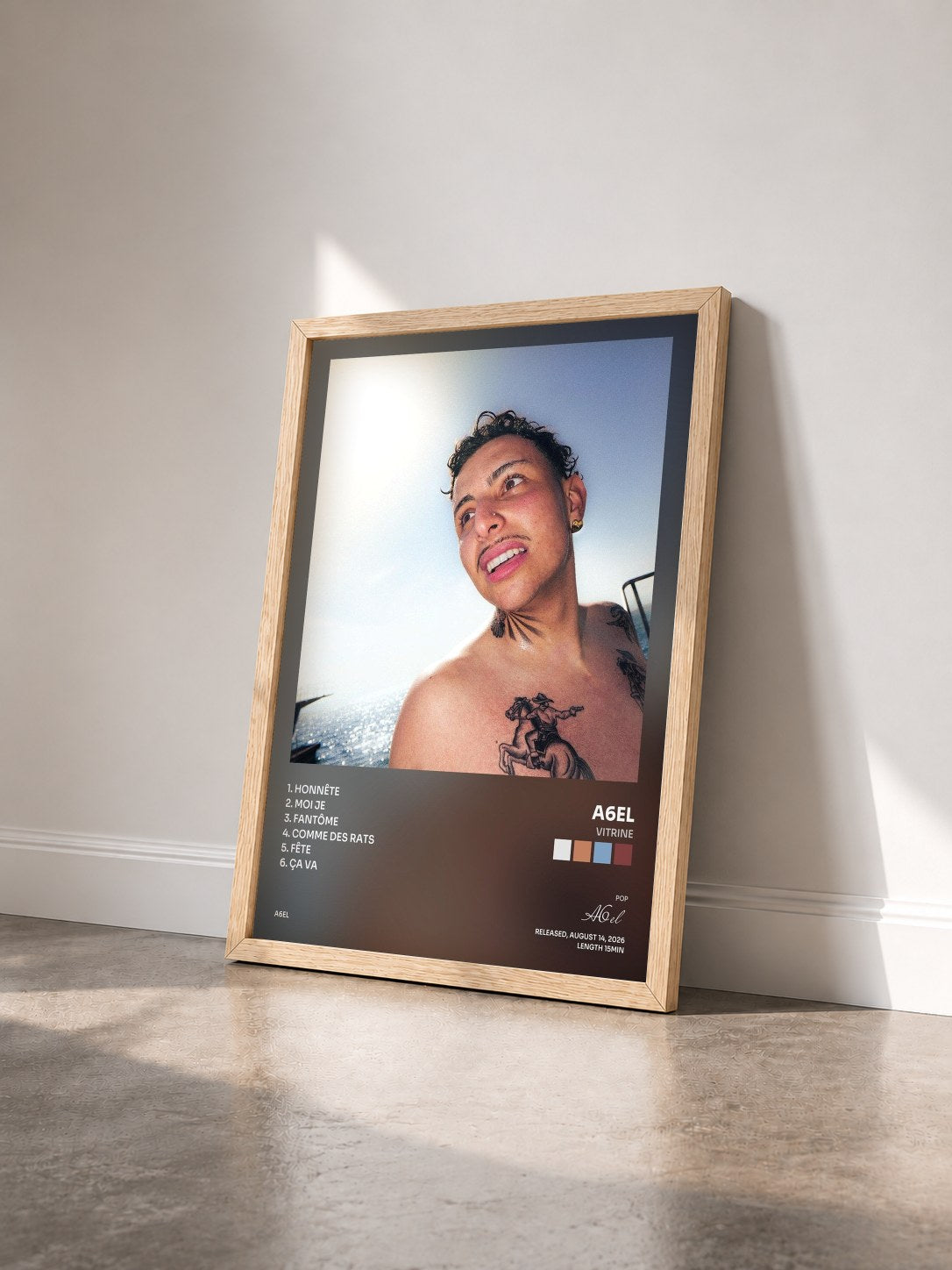 #bois Tableau de l'album Vitrine de A6el vu de trois quarts, cadre en bois brut
