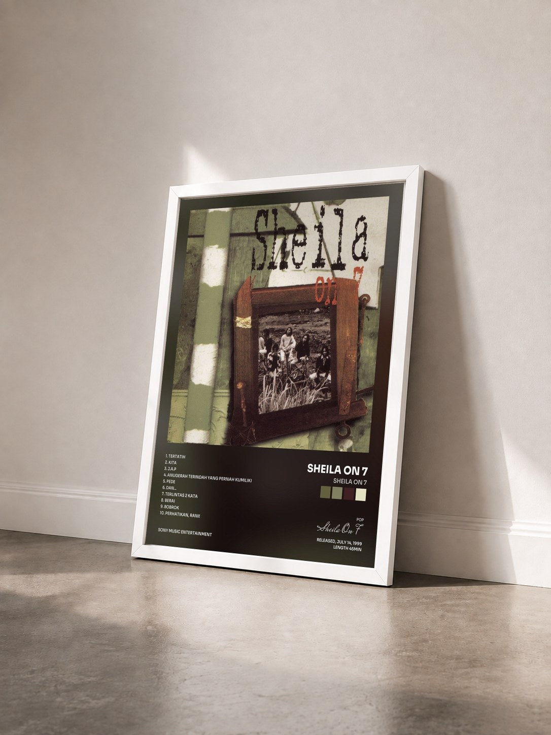 #blanc Tableau de l'album Sheila On 7 de Sheila On 7 vu de trois quarts, cadre blanc